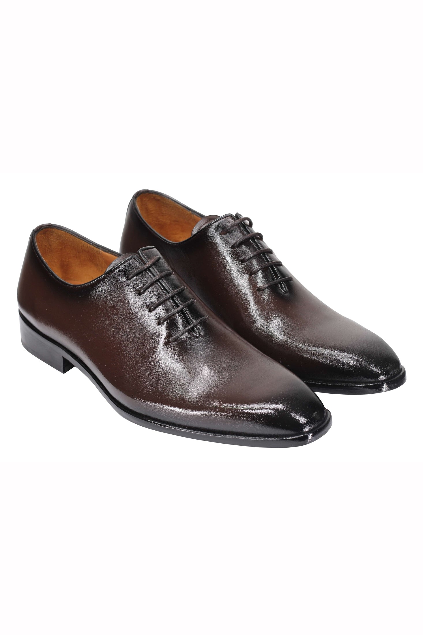CALF LEATHER WHOLECUT OXFORD LACE UP SHOES IN BROWN