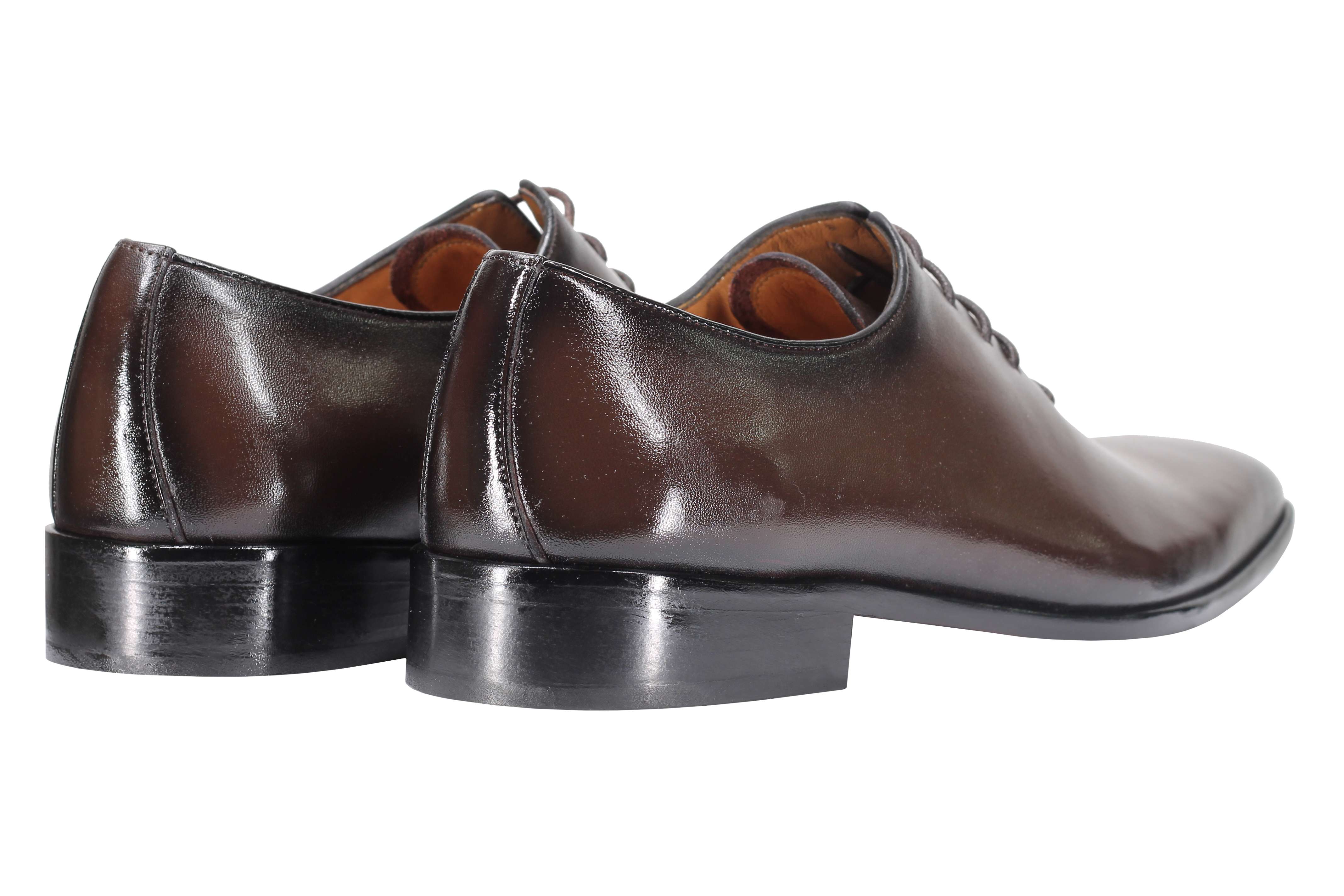 CALF LEATHER WHOLECUT OXFORD LACE UP SHOES IN BROWN