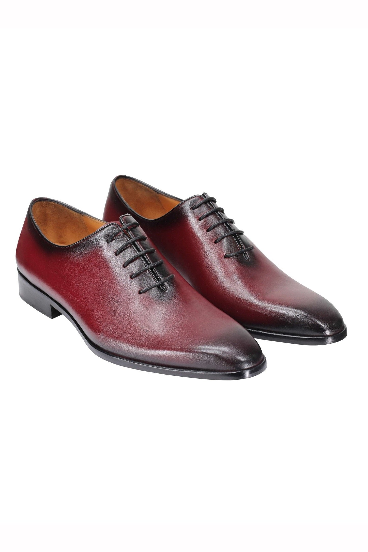 MAROON CALF LEATHER WHOLECUT OXFORD LACE UP SHOES