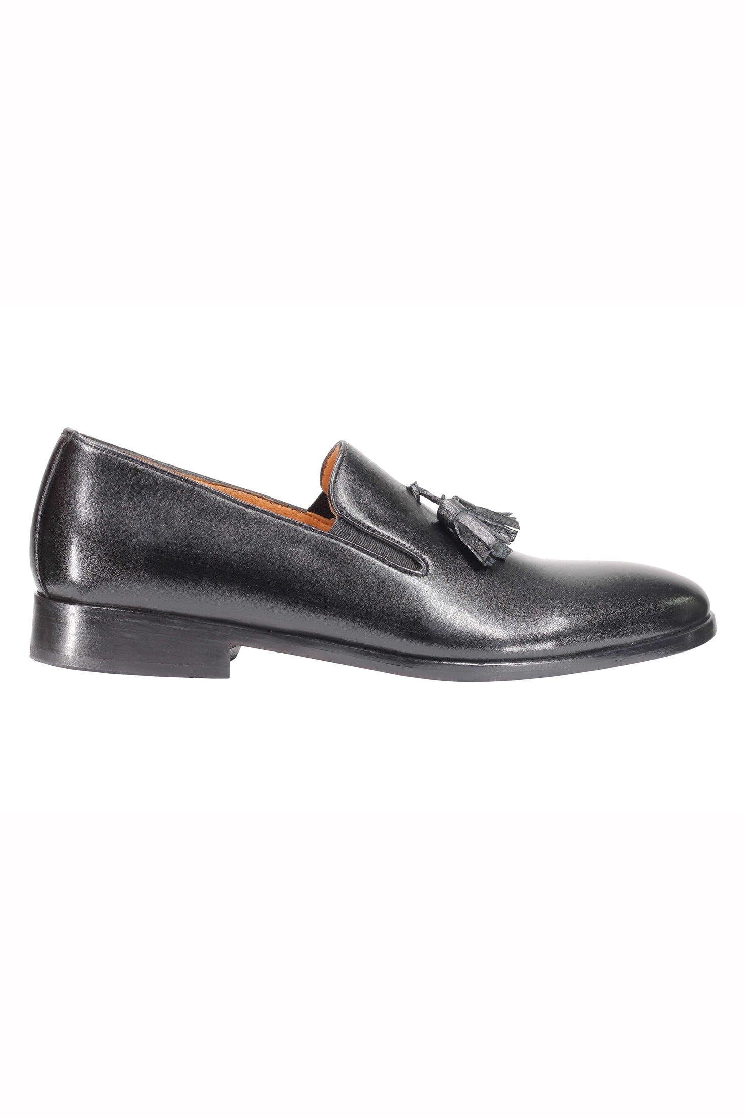 BLACK CALF LEATHER TASSEL LOAFERS