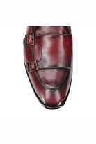 Maroon Calf Leather Double Monk Shoes