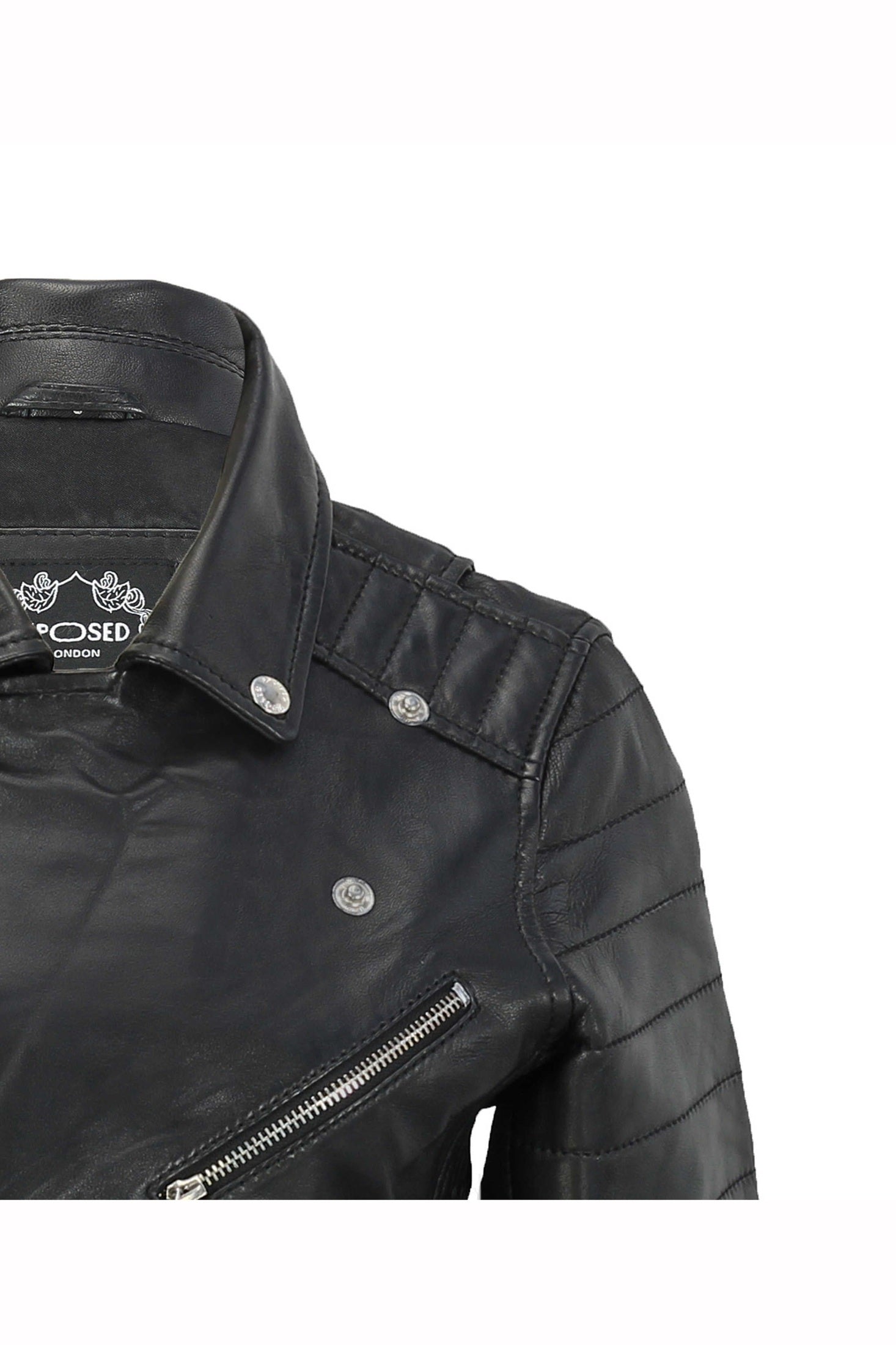 LADIE'S SLIM FIT BIKER JACKET IN BLACK