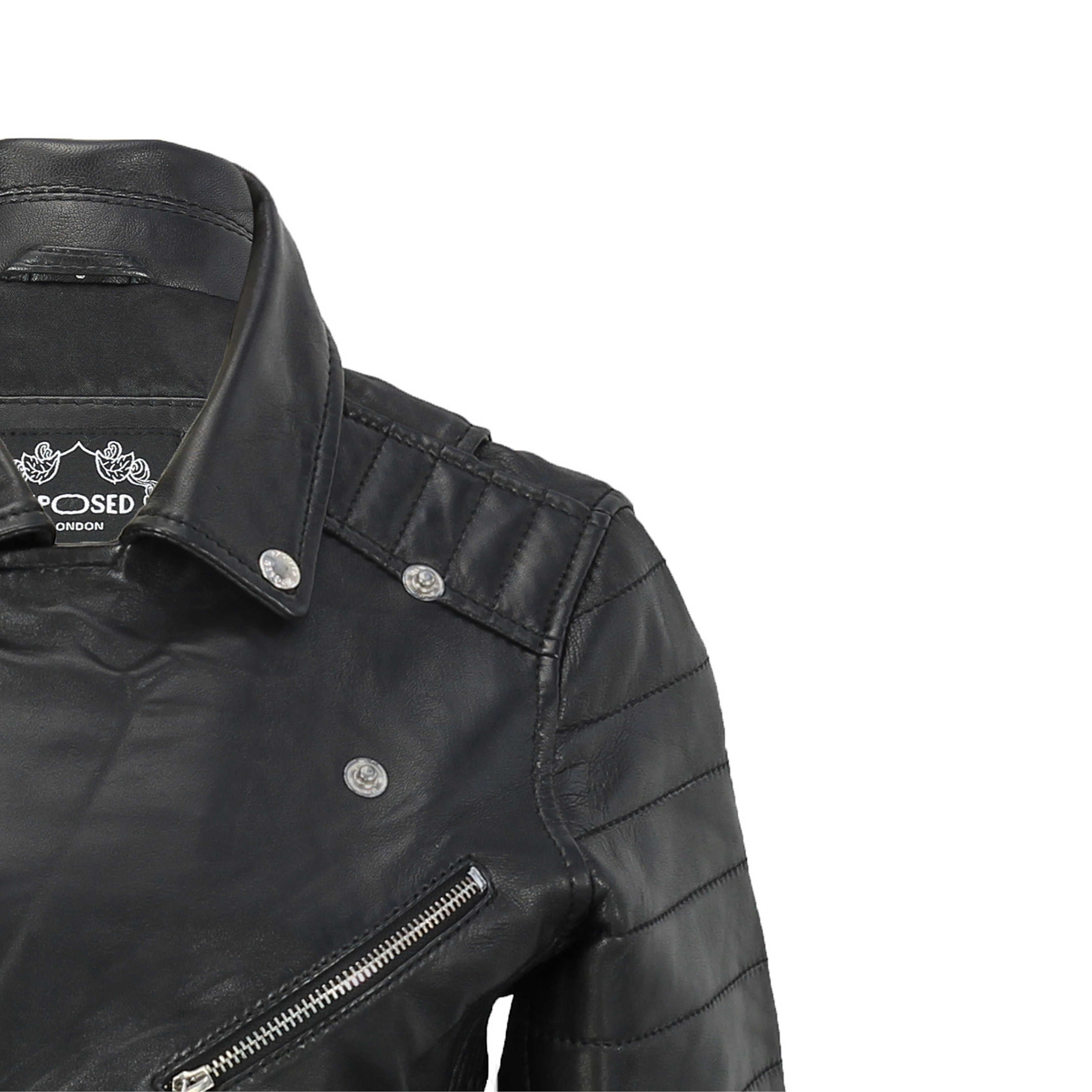 LADIE'S SLIM FIT BIKER JACKET IN BLACK