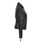 LADIE'S SLIM FIT BIKER JACKET IN BLACK