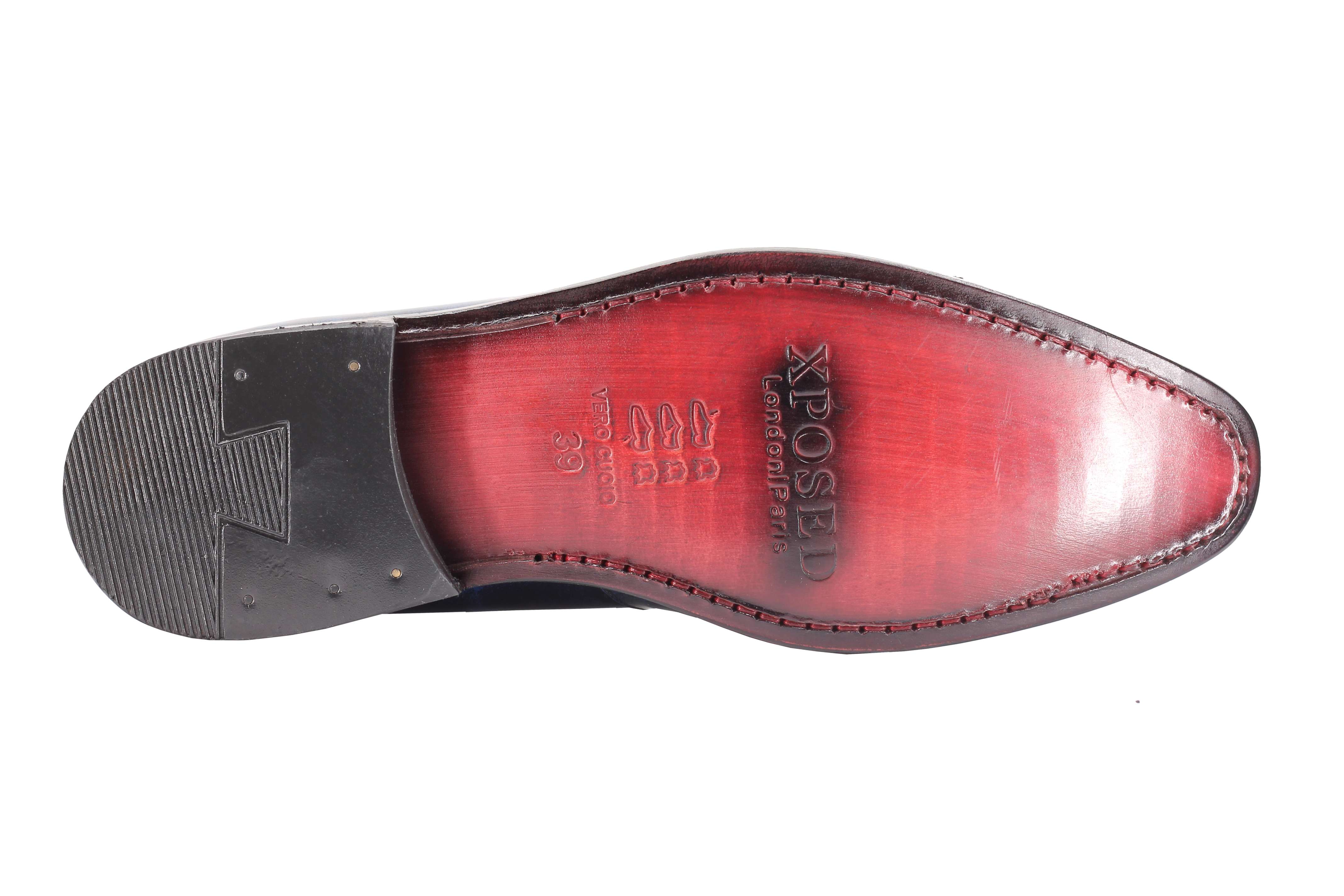 Blue Calf Leather Monk Shoes