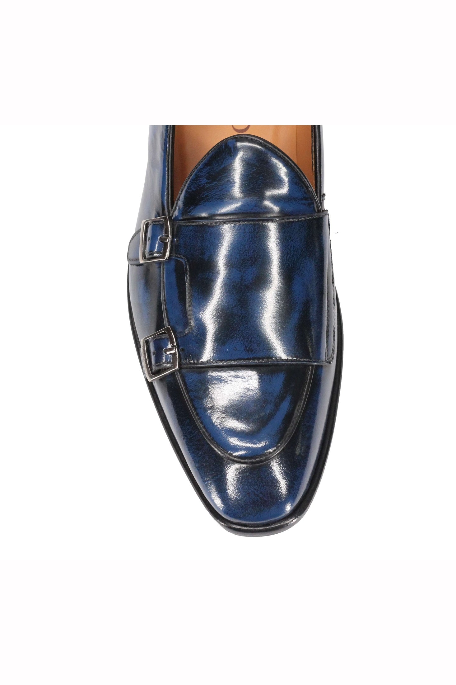Blue Calf Leather Monk Shoes