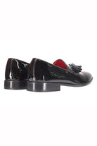 SHINY LEATHER TASSEL LOAFER IN BLACK