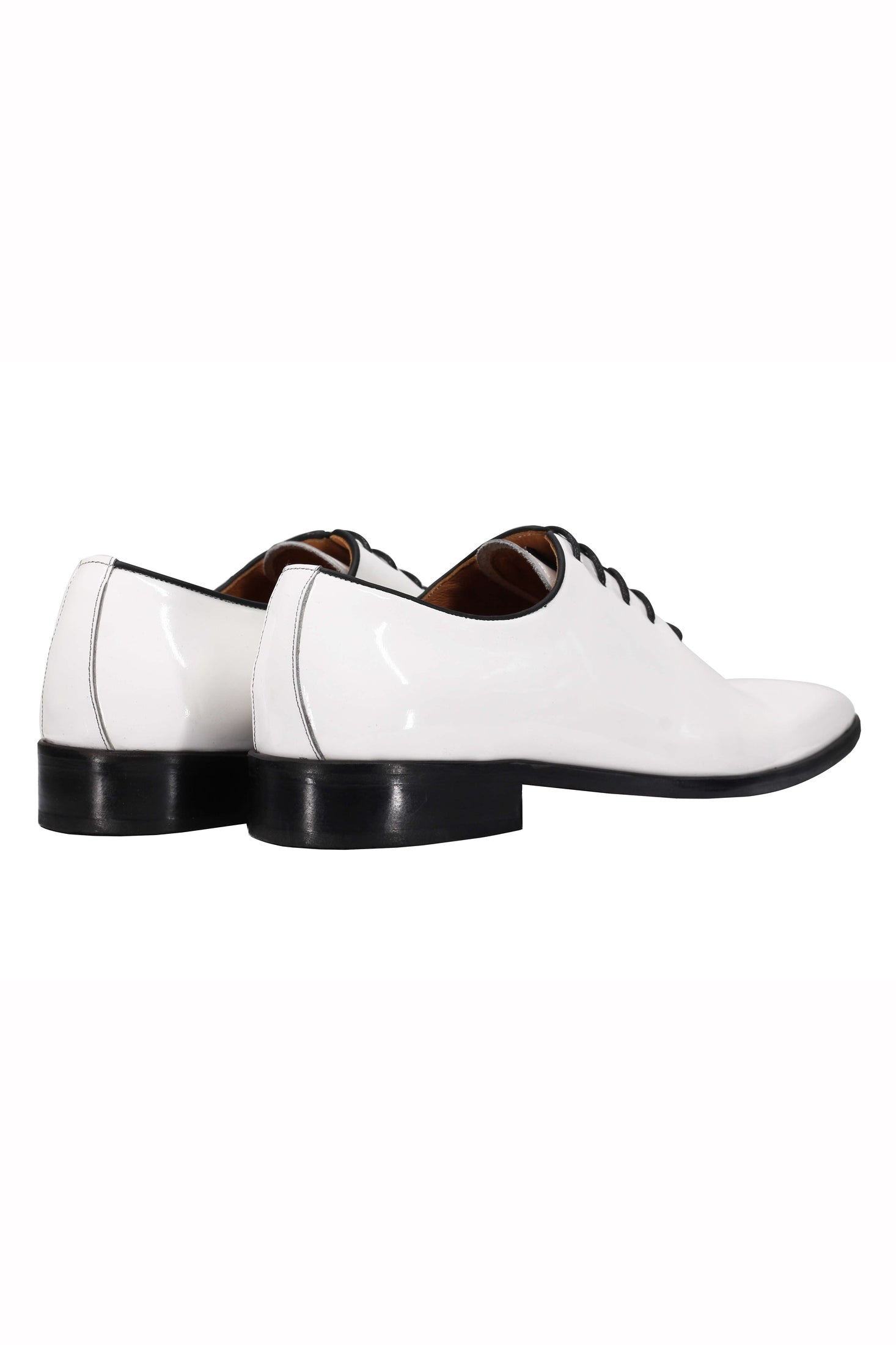 WHITE LEATHER SHINY OXFORD LACE UP SHOES