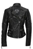 Ladies Women Soft Real Leather Biker Jacket Size