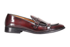 MAROON CALF LEATHER POLISHED DOUBLE MONK SHOES