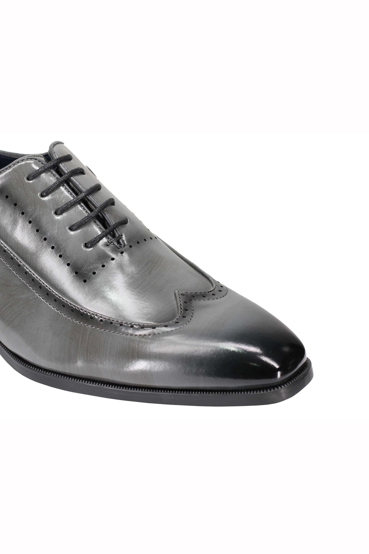 Mens Retro Brogue Shoes 2 Tone Colour Polished Faux Leather Dress Wingtip Oxford