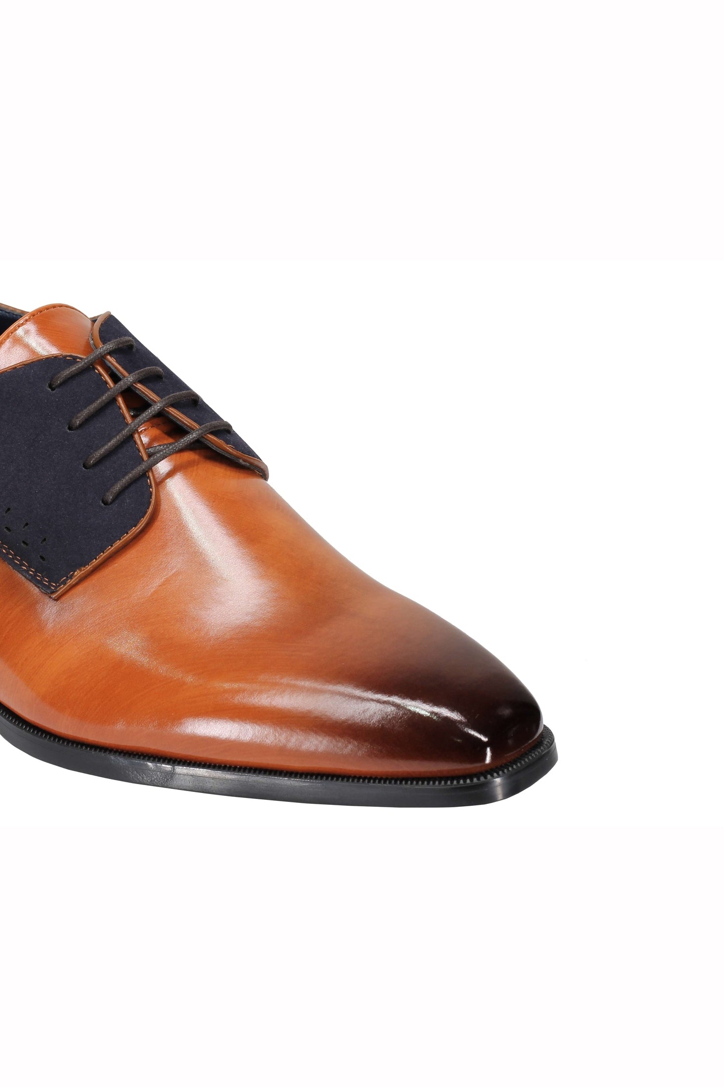 Mens Classic Derby Shoes 2 Tone Polished PU Leather Lace up Formal Dress Office