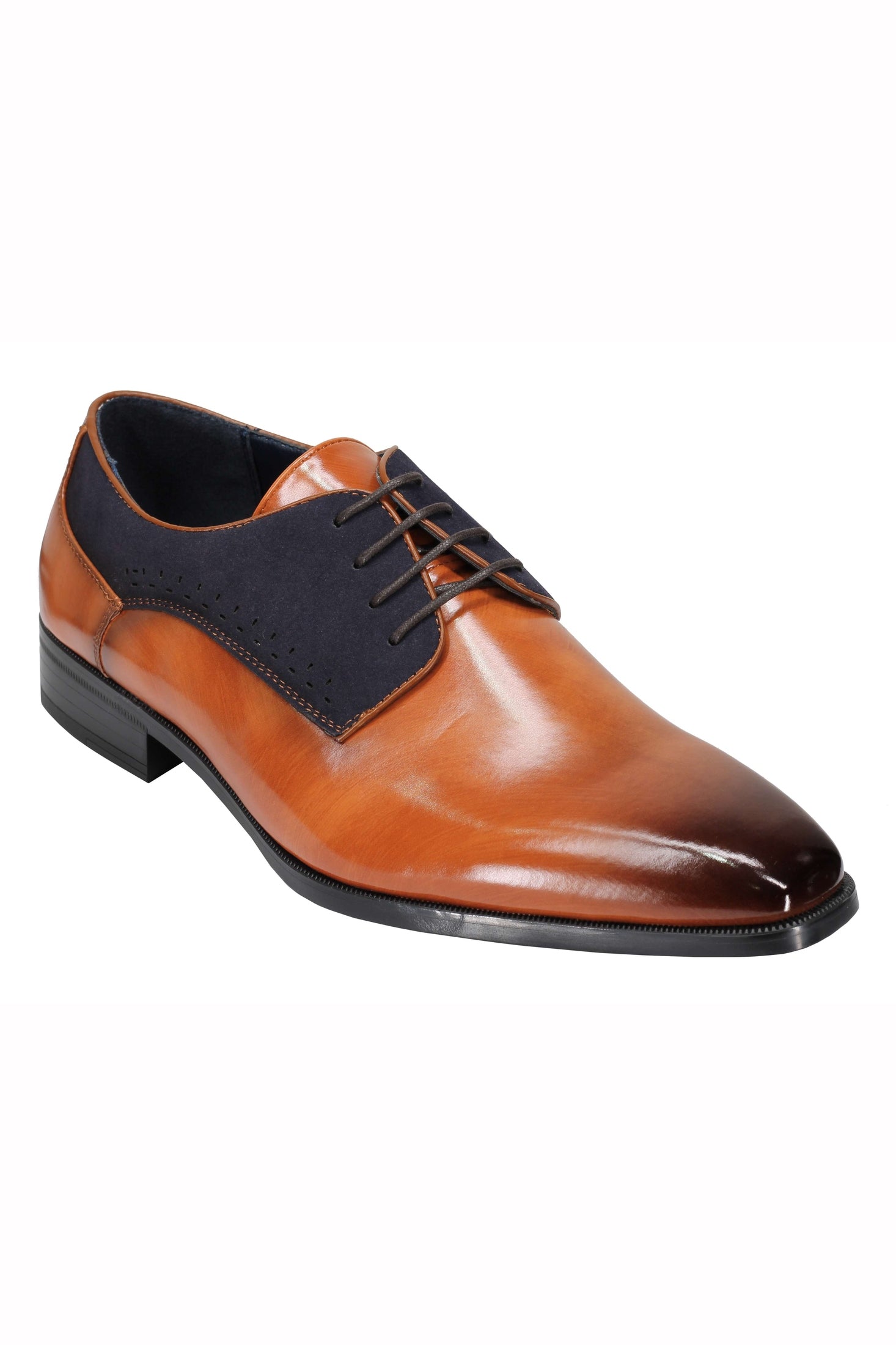 Mens Classic Derby Shoes 2 Tone Polished PU Leather Lace up Formal Dress Office