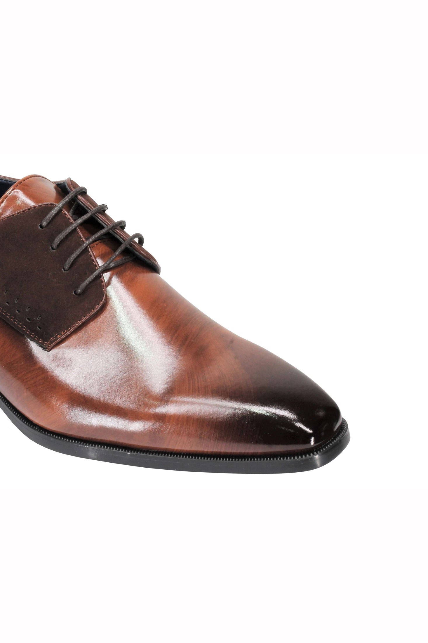 Mens Classic Derby Shoes 2 Tone Polished PU Leather Lace up Formal Dress Office