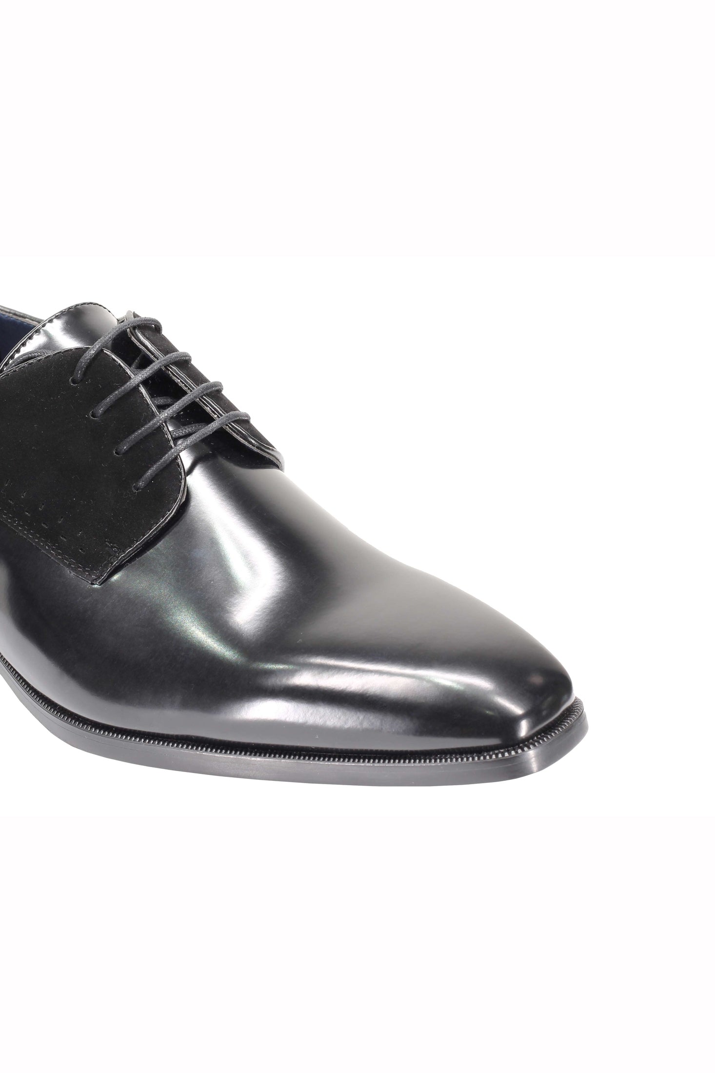 Mens Classic Derby Shoes 2 Tone Polished PU Leather Lace up Formal Dress Office