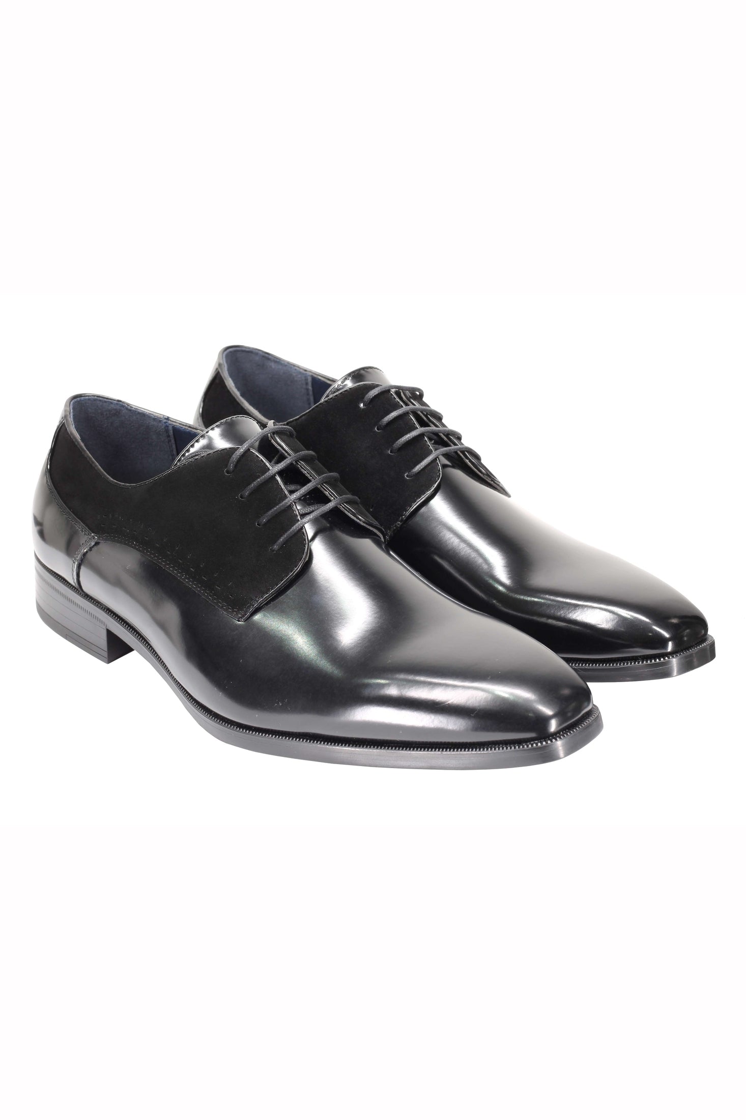 Mens Classic Derby Shoes 2 Tone Polished PU Leather Lace up Formal Dress Office