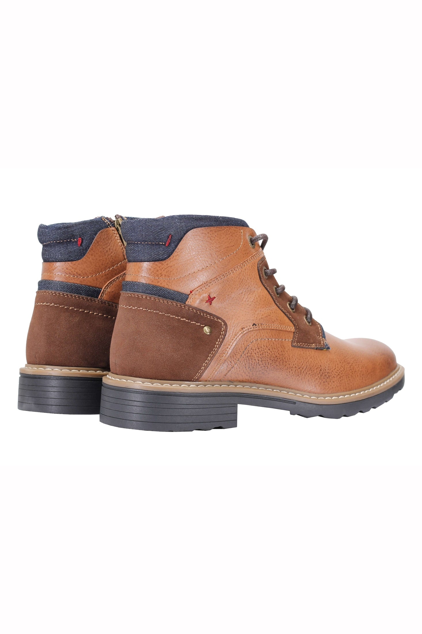 Faux Leather Boots for Mens Smart Casual Lace up & Zipped Dress Mid Top Shoes