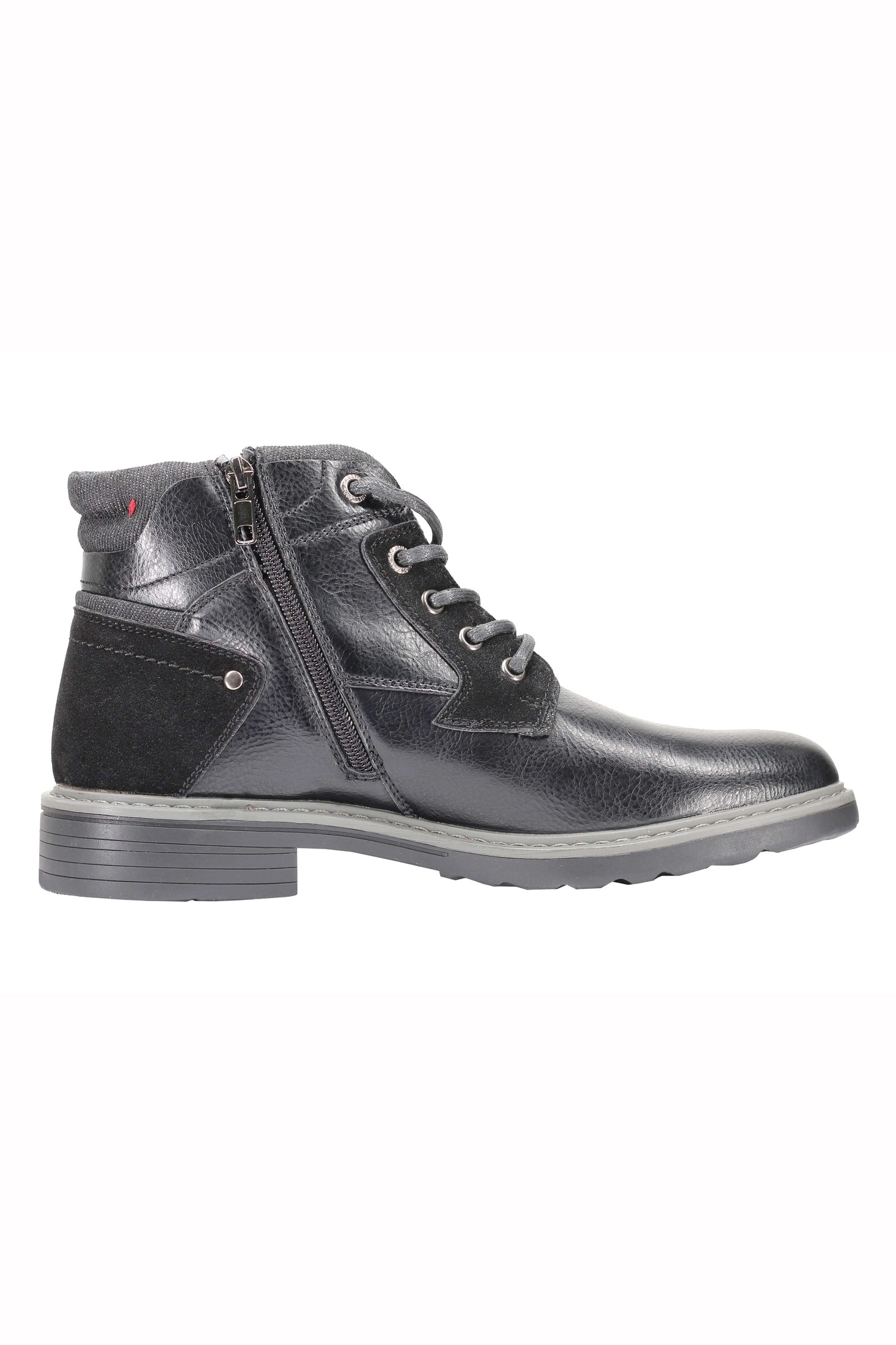 Faux Leather Boots for Mens Smart Casual Lace up & Zipped Dress Mid Top Shoes
