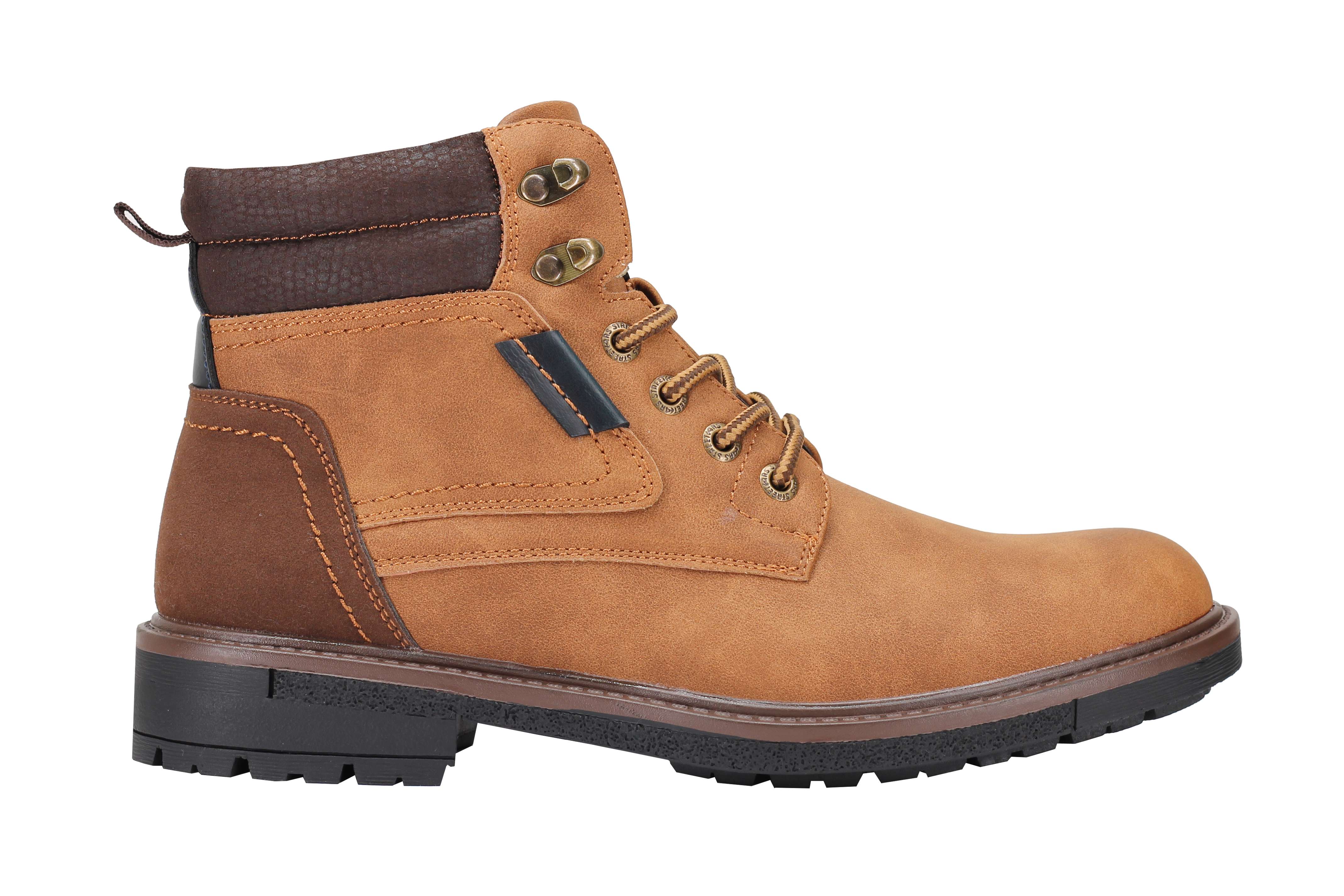 Mens Retro Smart Casual Faux Leather Boots Ankle Lace up Round Toe Cap Shoes