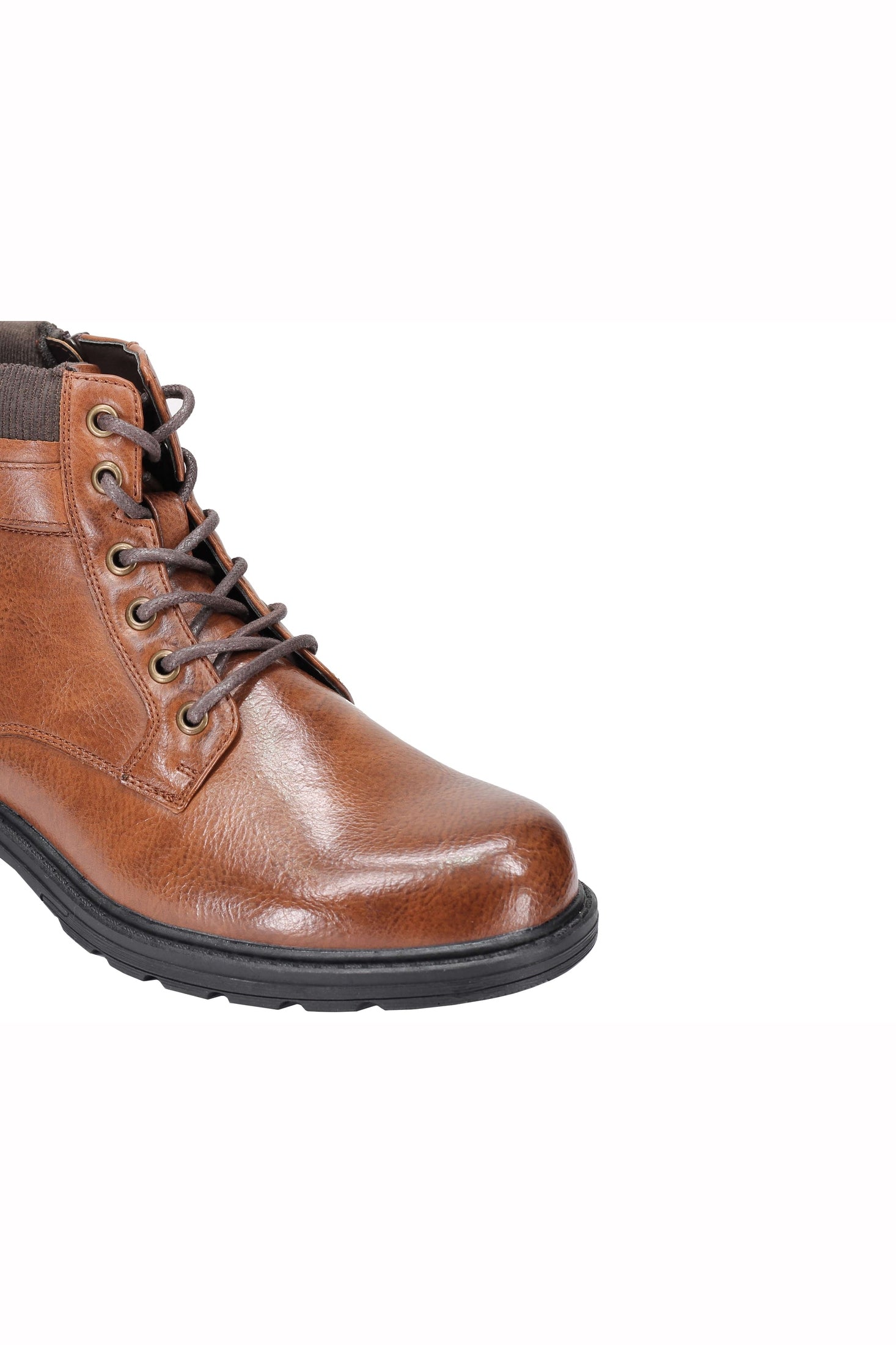 Mens Boots Smart Retro Lace Up Side Zip Fashion Ankle Dress Shoes in Tan & Black