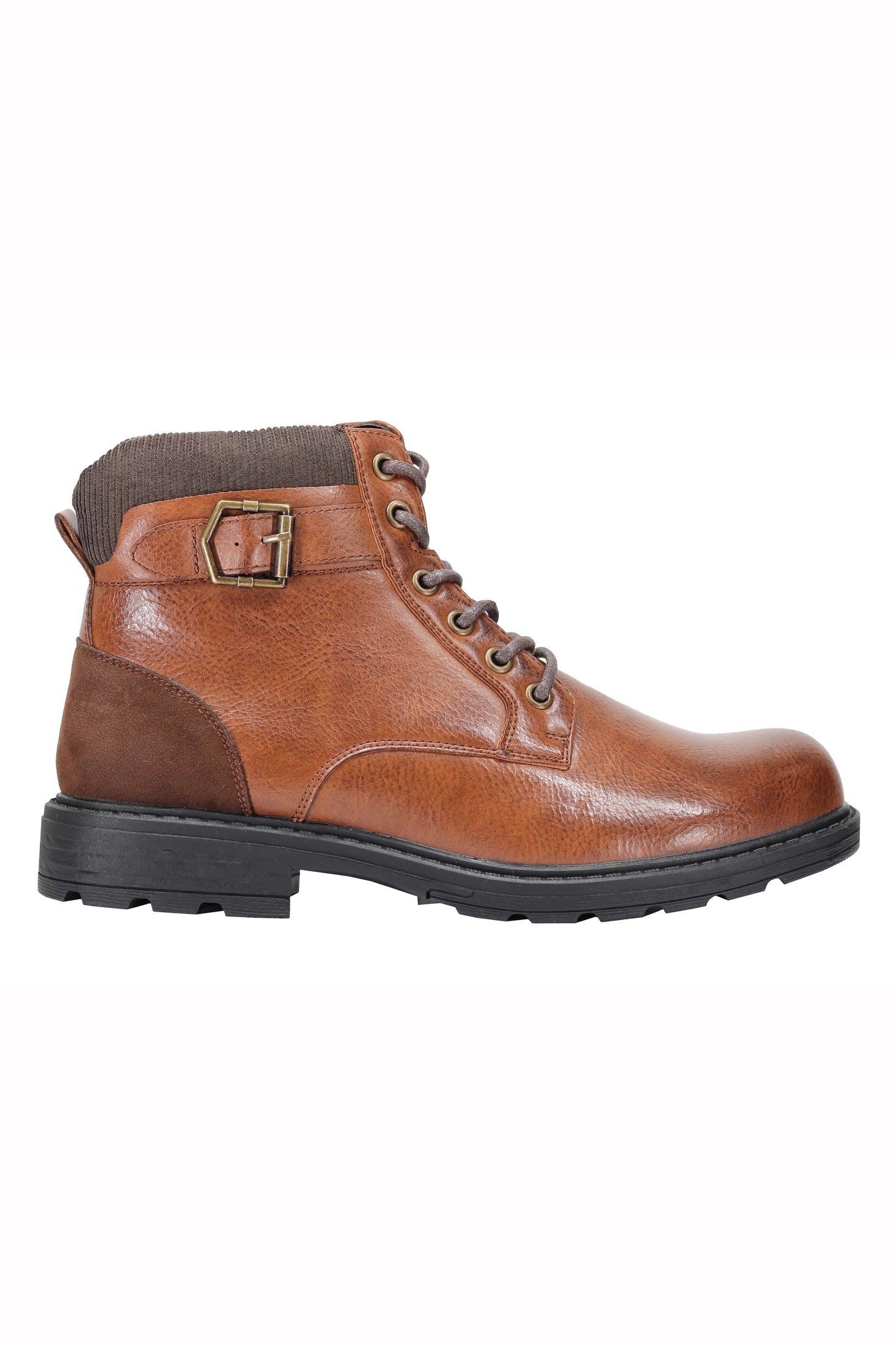 Mens Boots Smart Retro Lace Up Side Zip Fashion Ankle Dress Shoes in Tan & Black