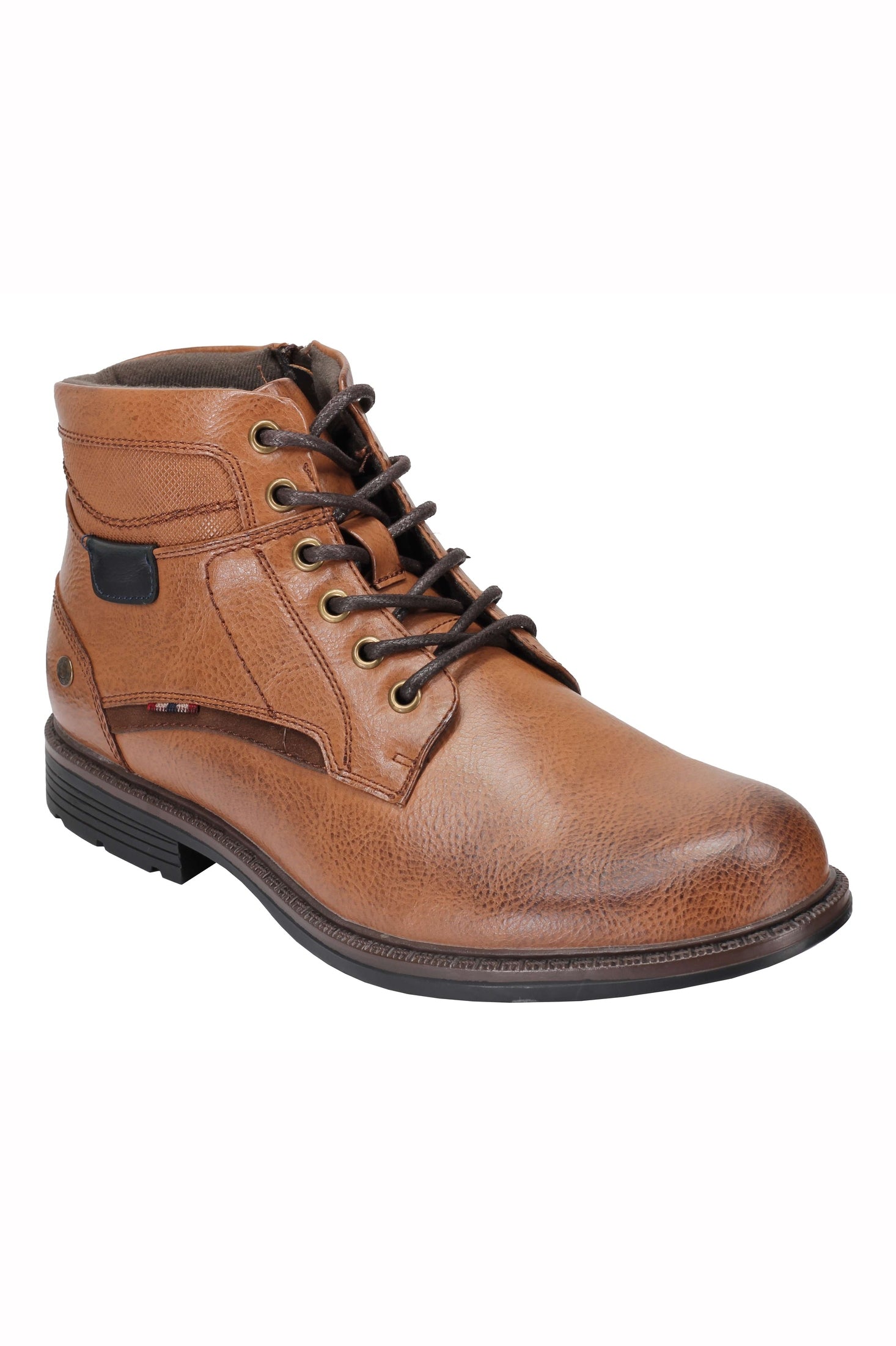 Mens Classic Fashion Ankle Boots Light Weight Lace ups Side Zipped in Black, Tan