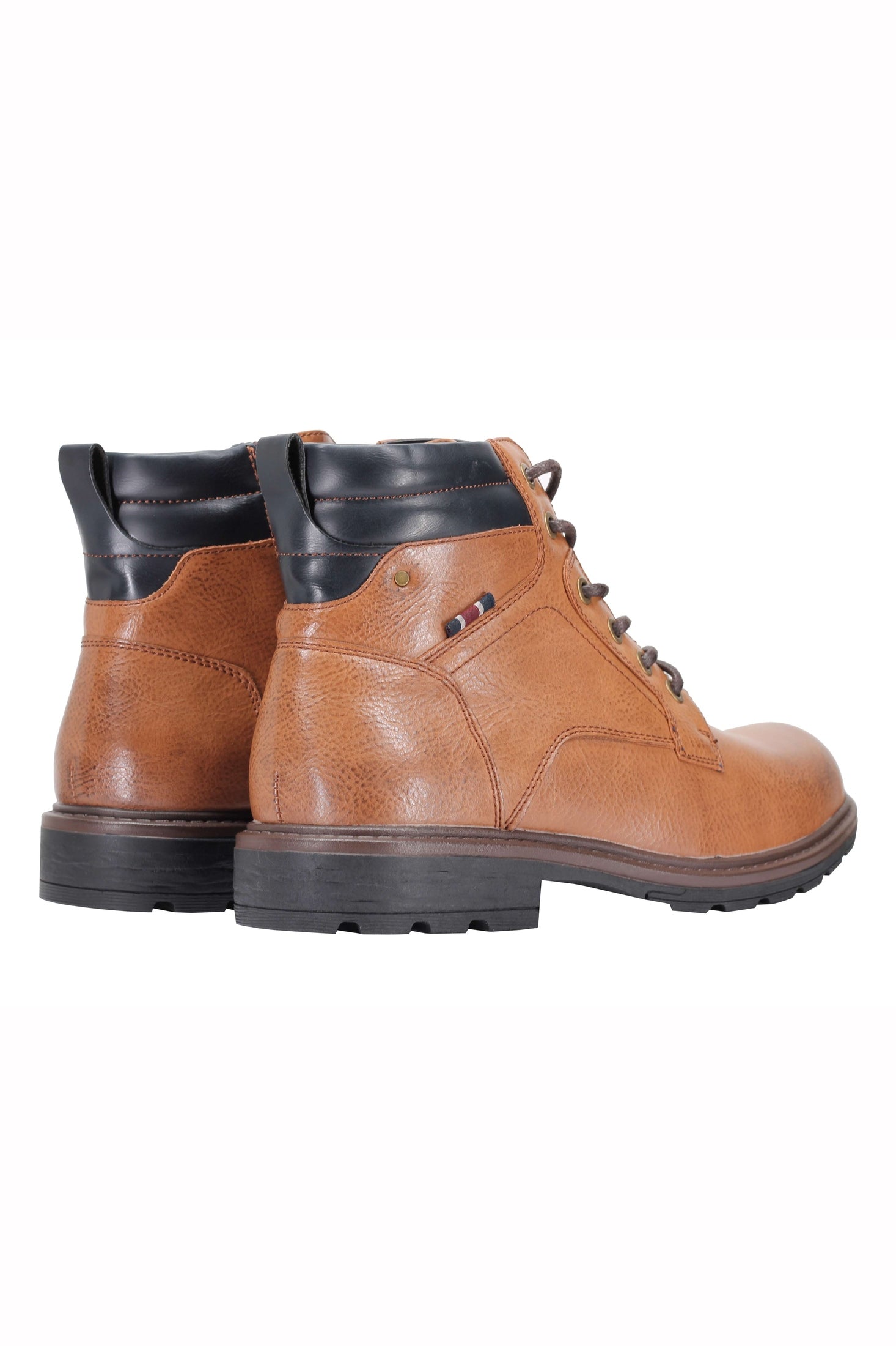 Mens Boots Faux Leather Black Tan Work Office Hiking Lace up & Zip Ankle Shoes