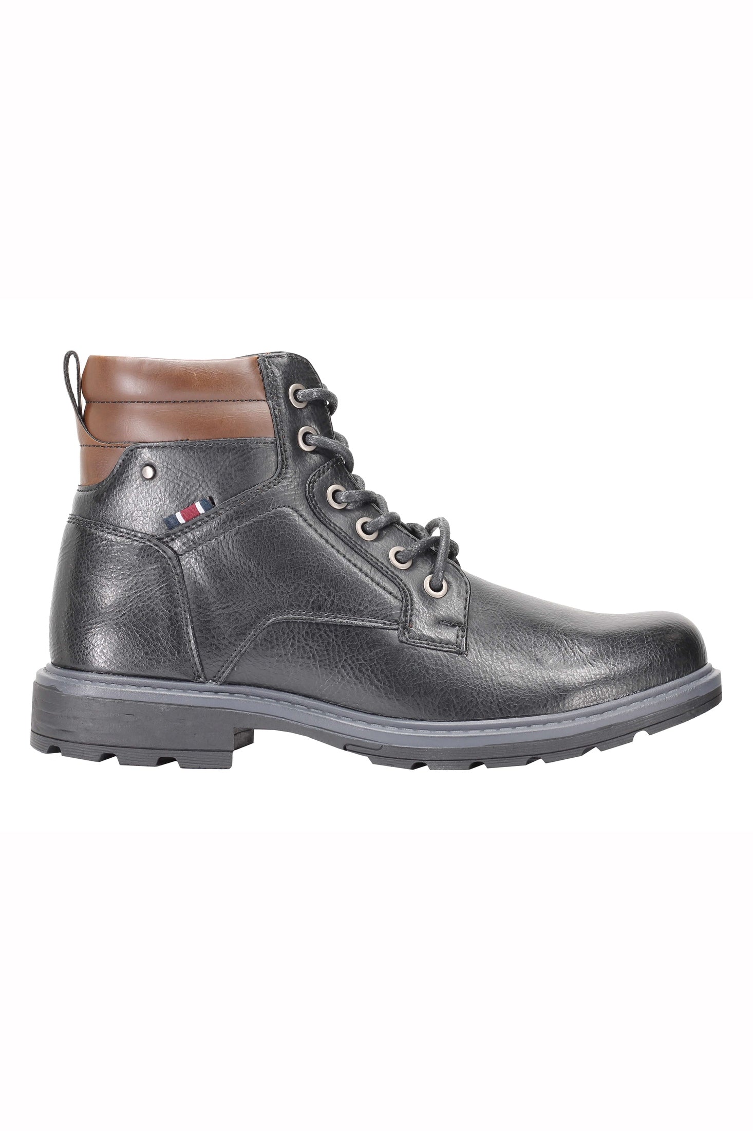 Mens Boots Faux Leather Black Tan Work Office Hiking Lace up & Zip Ankle Shoes