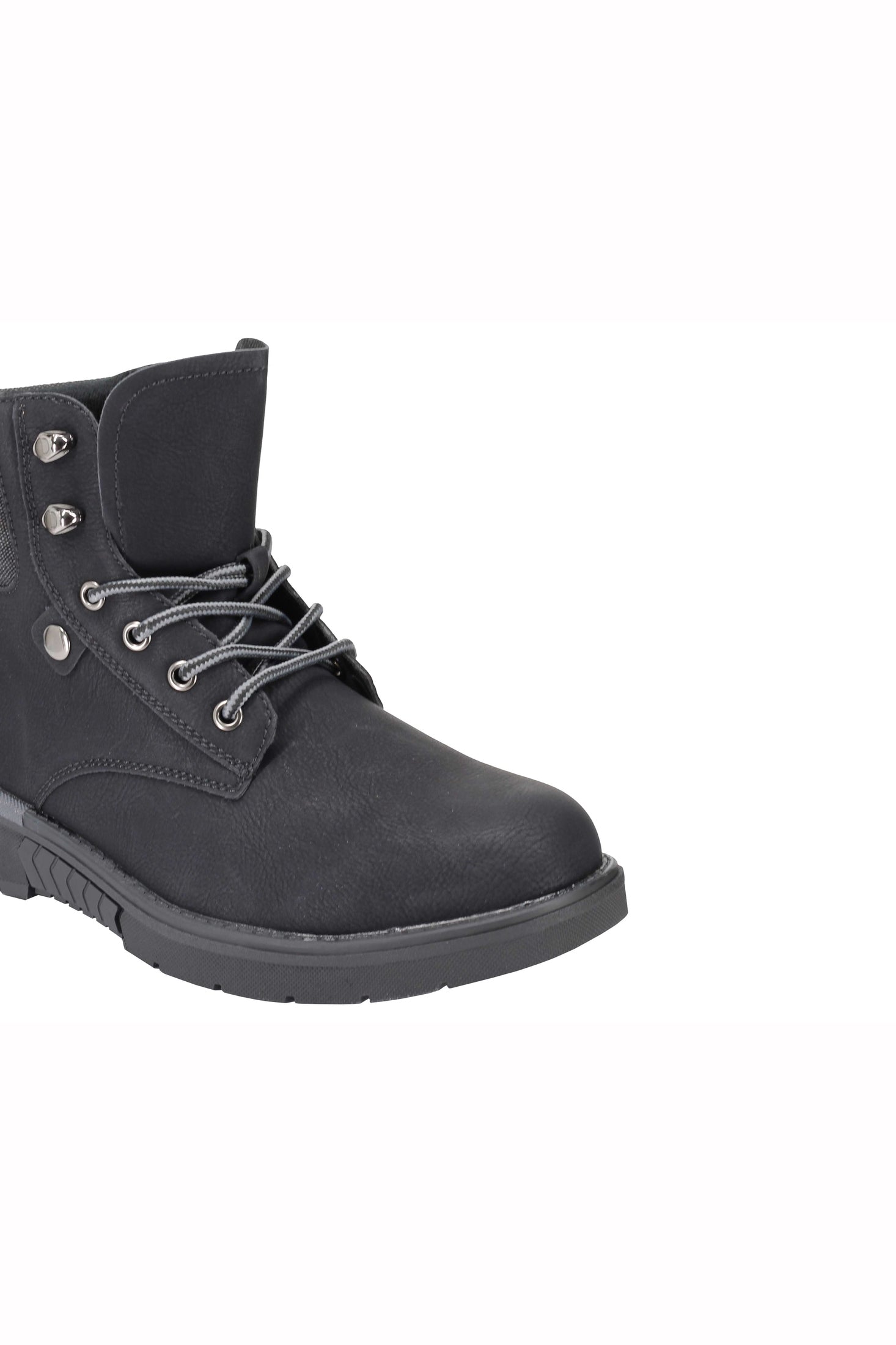 Mens Faux Nubuck Leather Boots Retro Ankle Mid Top Lace Ups in Wheat Tan & Black
