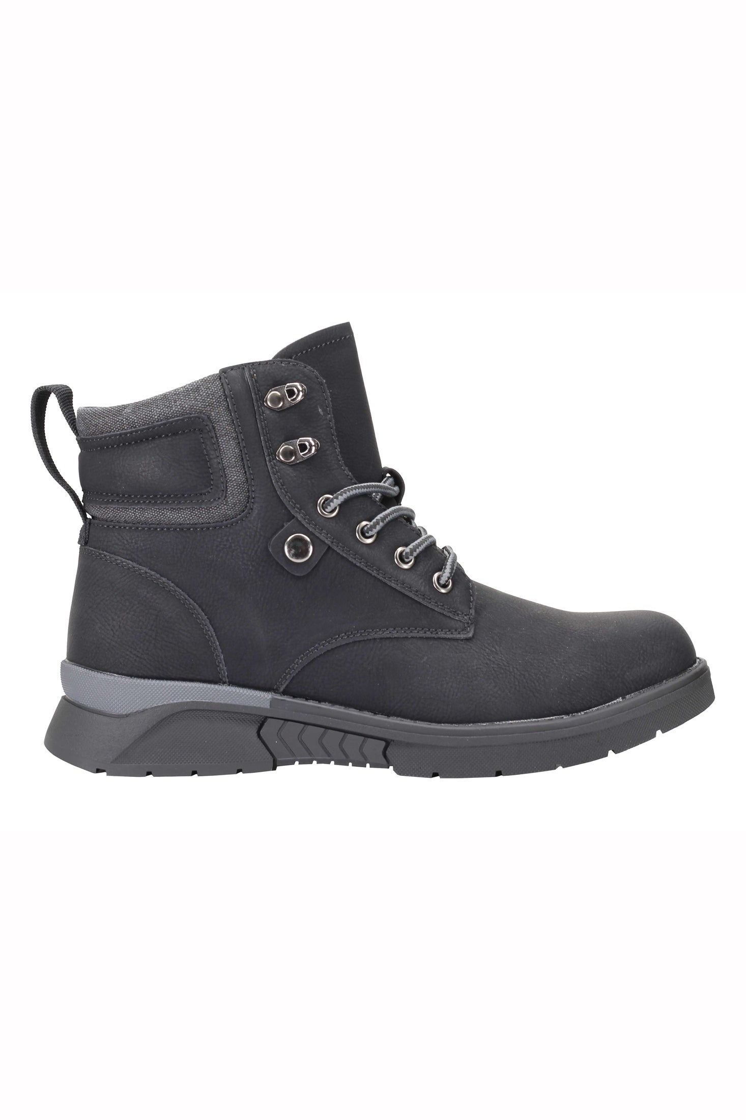 Mens Faux Nubuck Leather Boots Retro Ankle Mid Top Lace Ups in Wheat Tan & Black
