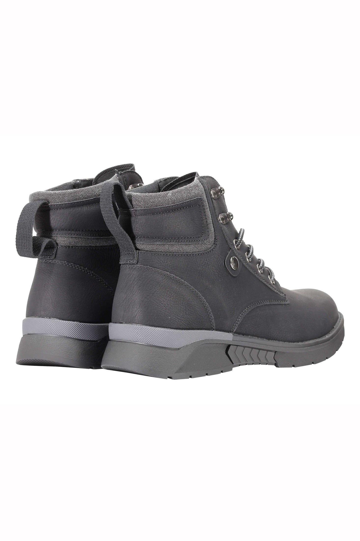 Mens Faux Nubuck Leather Boots Retro Ankle Mid Top Lace Ups in Wheat Tan & Black