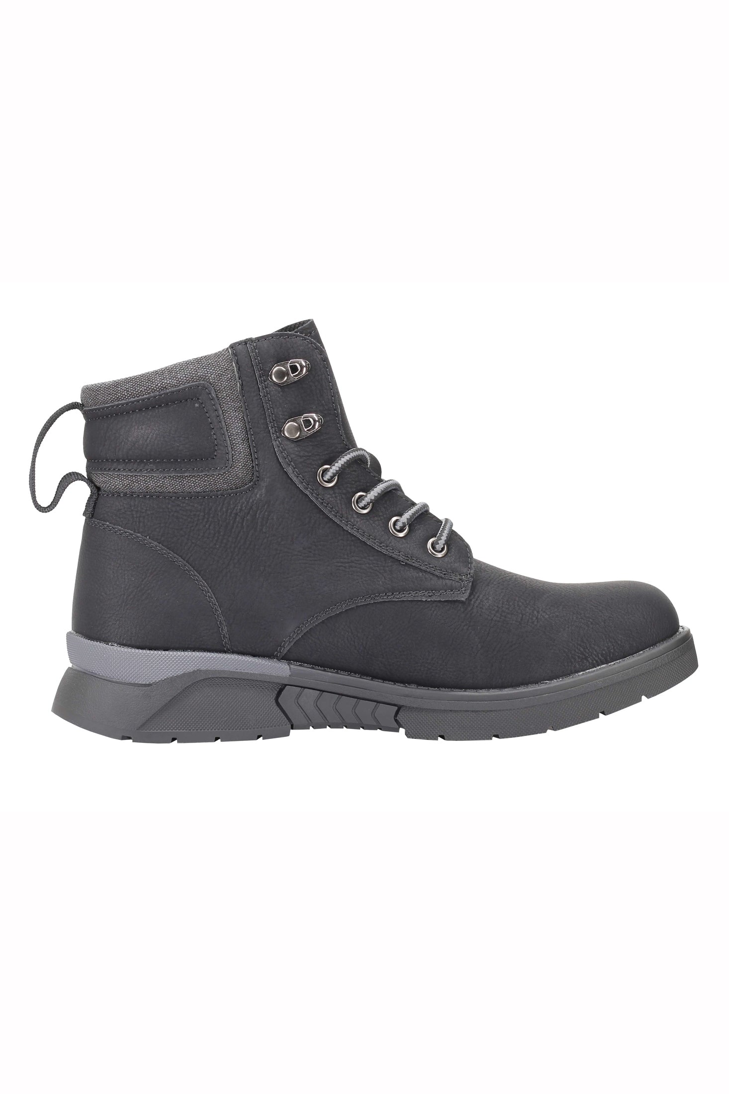 Mens Faux Nubuck Leather Boots Retro Ankle Mid Top Lace Ups in Wheat Tan & Black