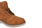 Mens Faux Nubuck Leather Boots Retro Ankle Mid Top Lace Ups in Wheat Tan & Black