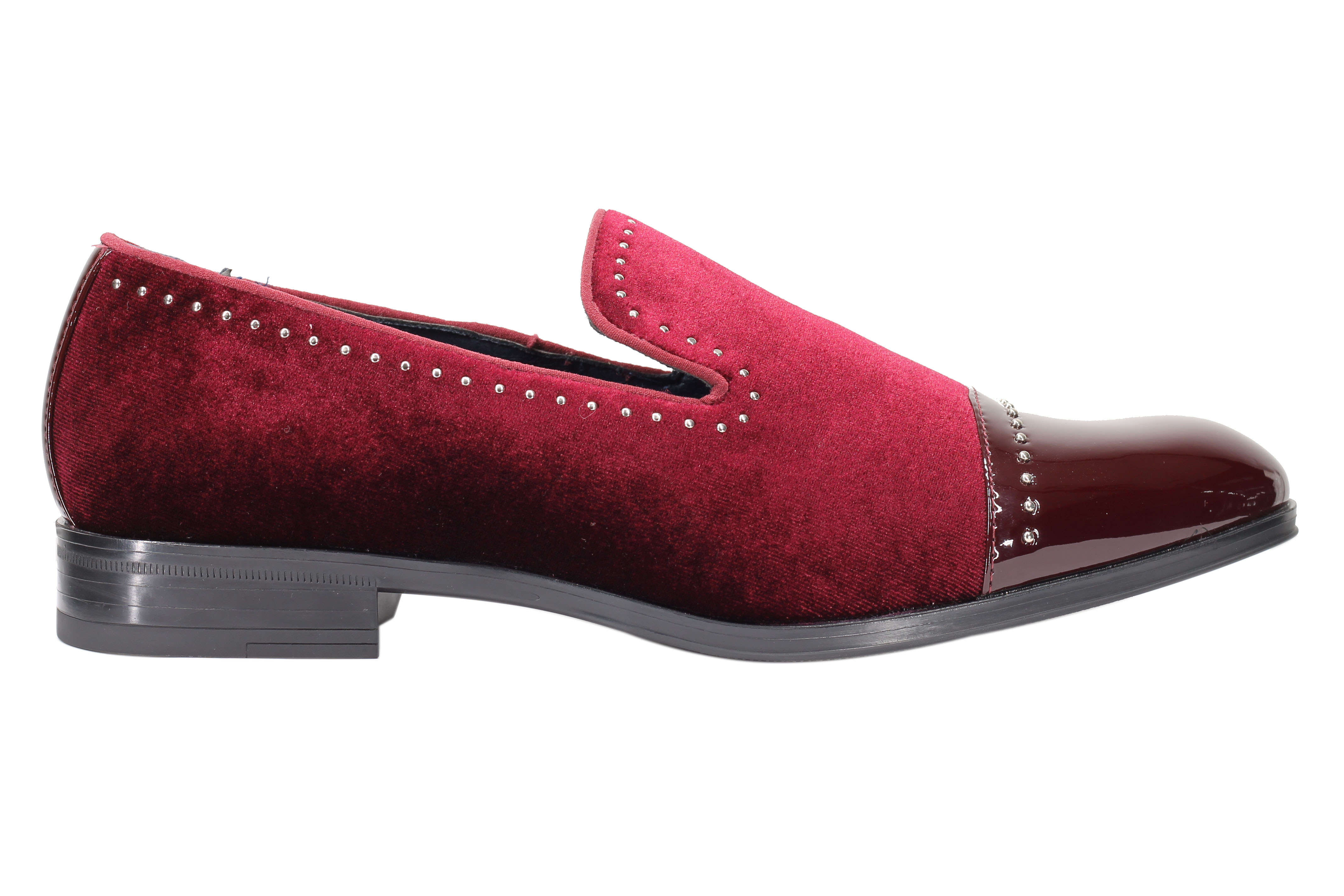 Velvet Loafer Mens Patent Leather Toe Retro Slip on Shoes Smoking Dress Slippers