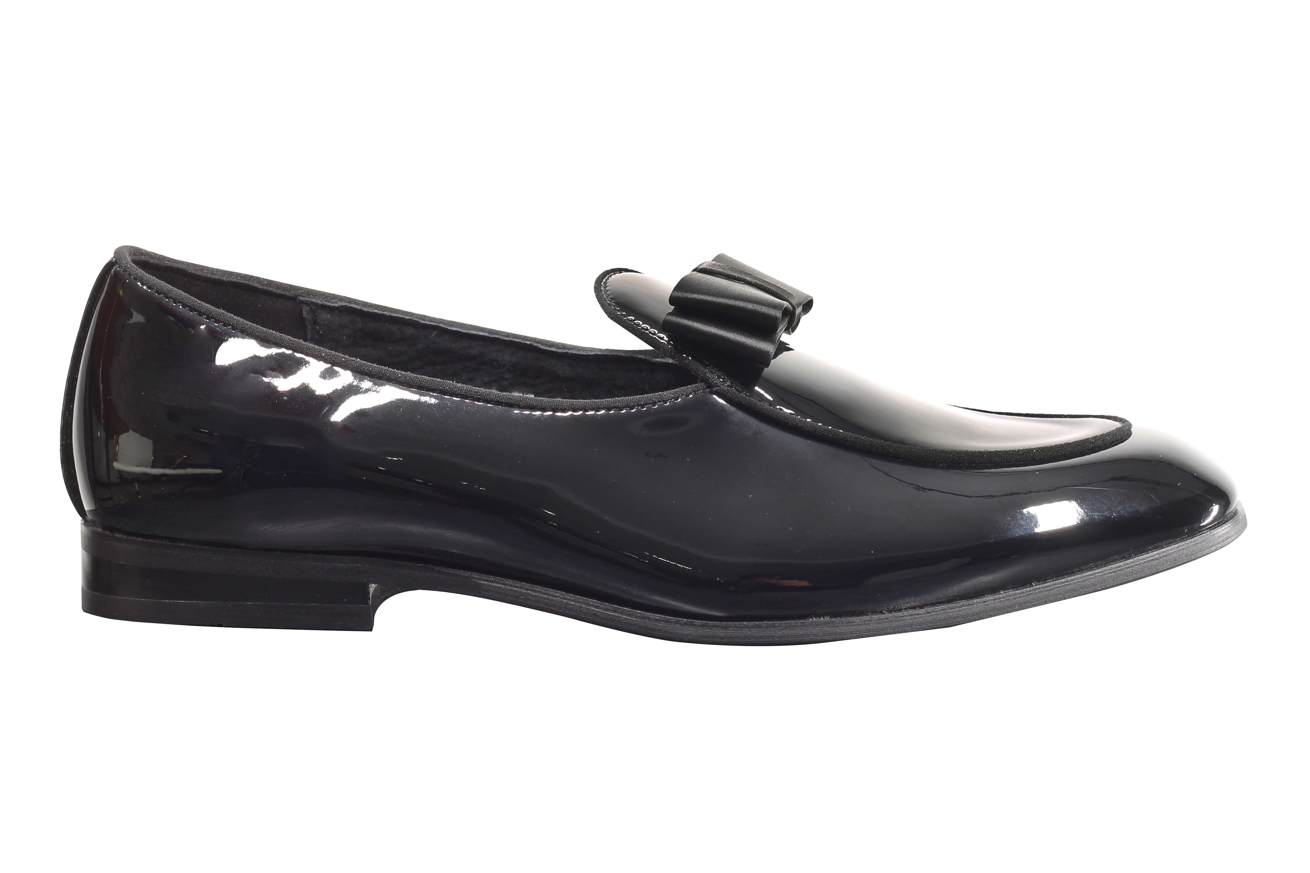 MEN’S SHINY PATENT LEATHER LOAFERS BOW TIE FORMAL SLIP ON DRESS WEDDING SHOES