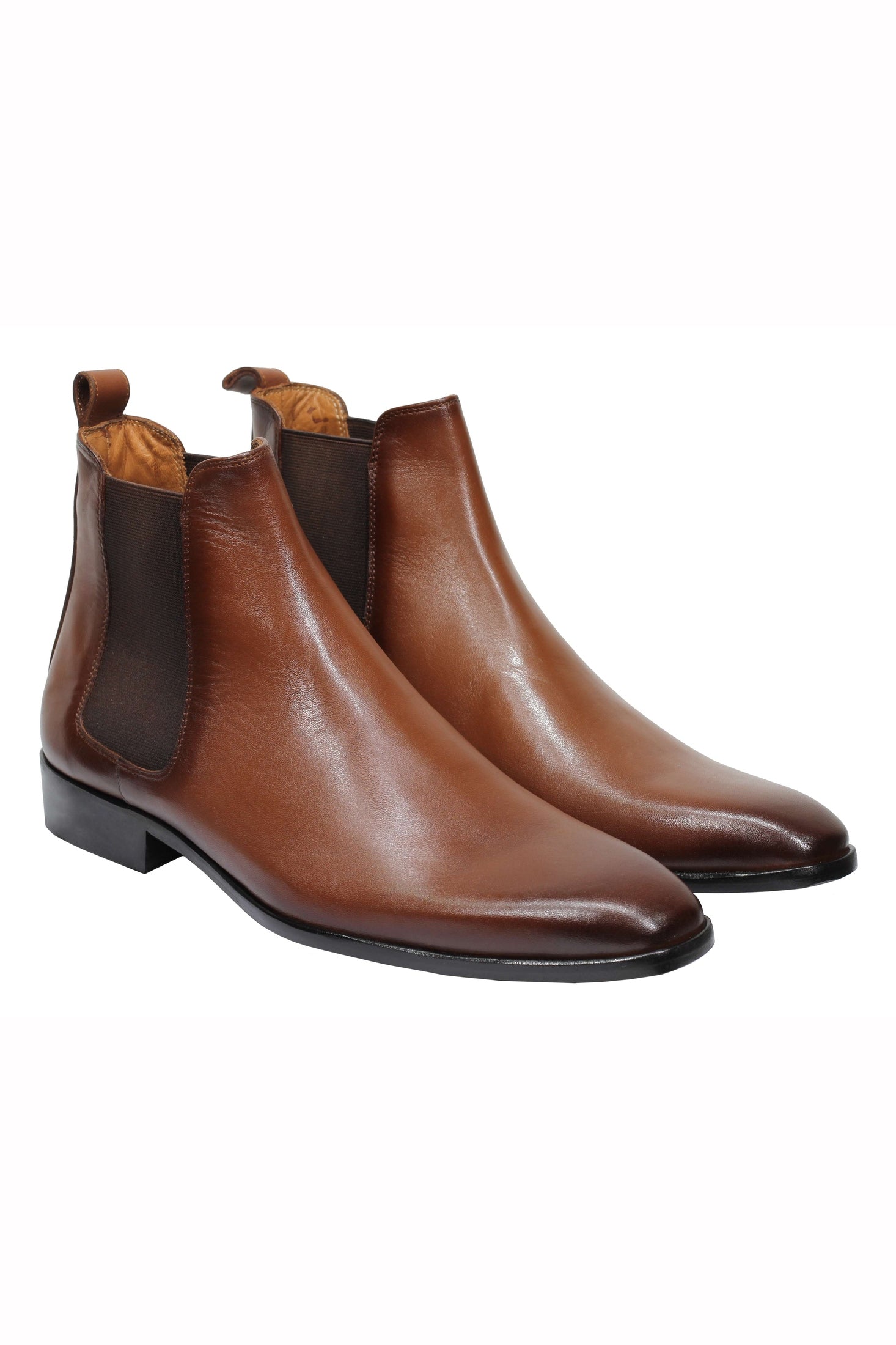 TAN CALF LEATHER CHELSEA BOOTS