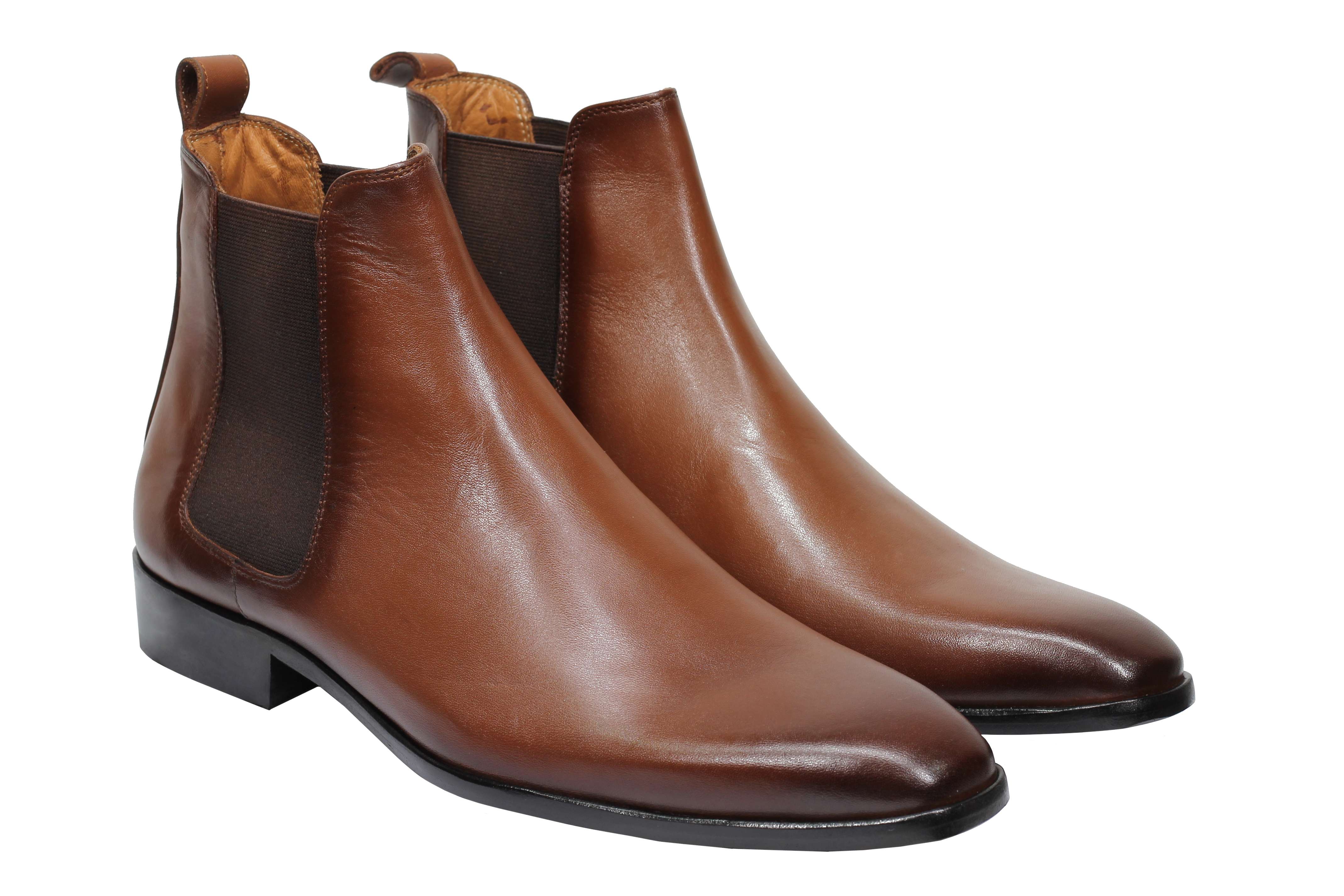 TAN CALF LEATHER CHELSEA BOOTS