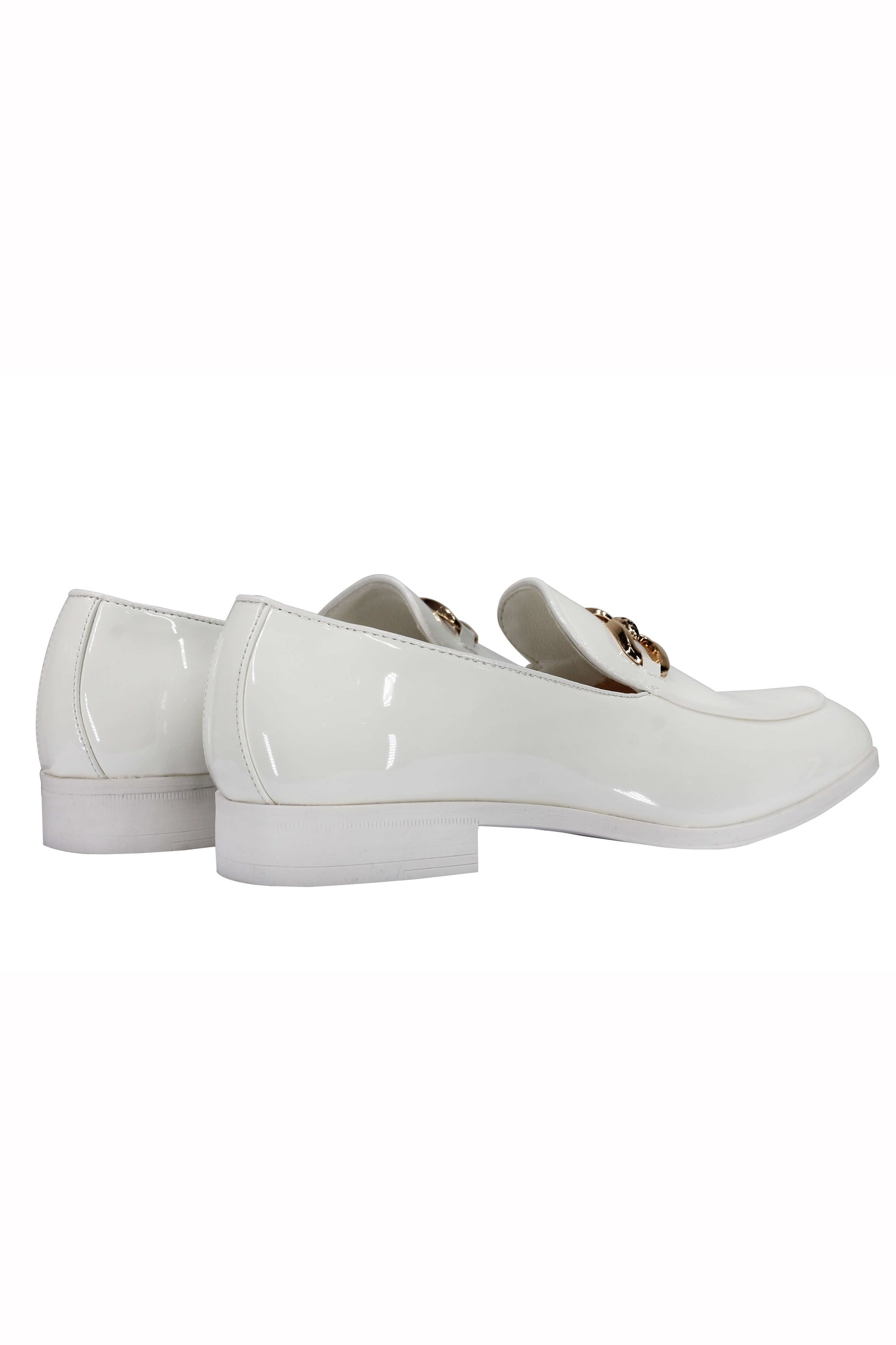 PATENT LEATHER GOLD BUCKLE LOAFER