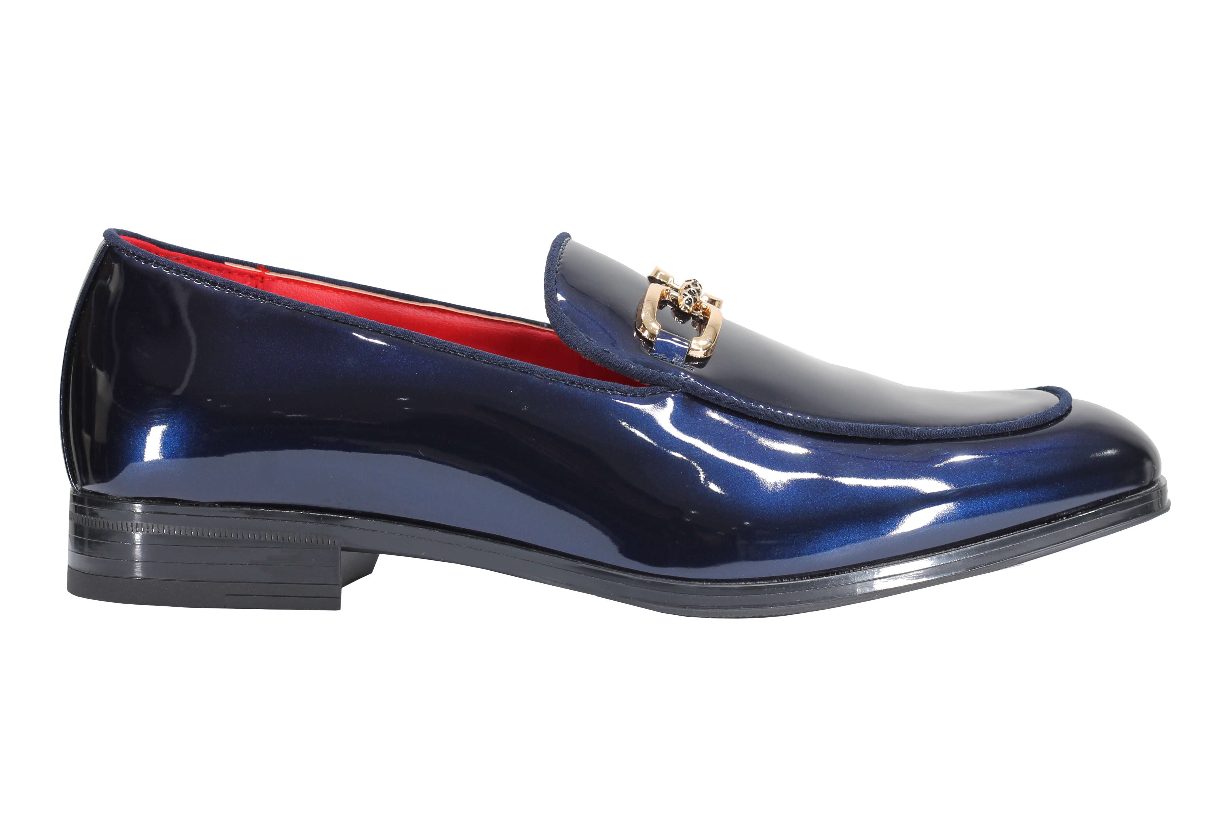 PATENT LEATHER GOLD BUCKLE LOAFER