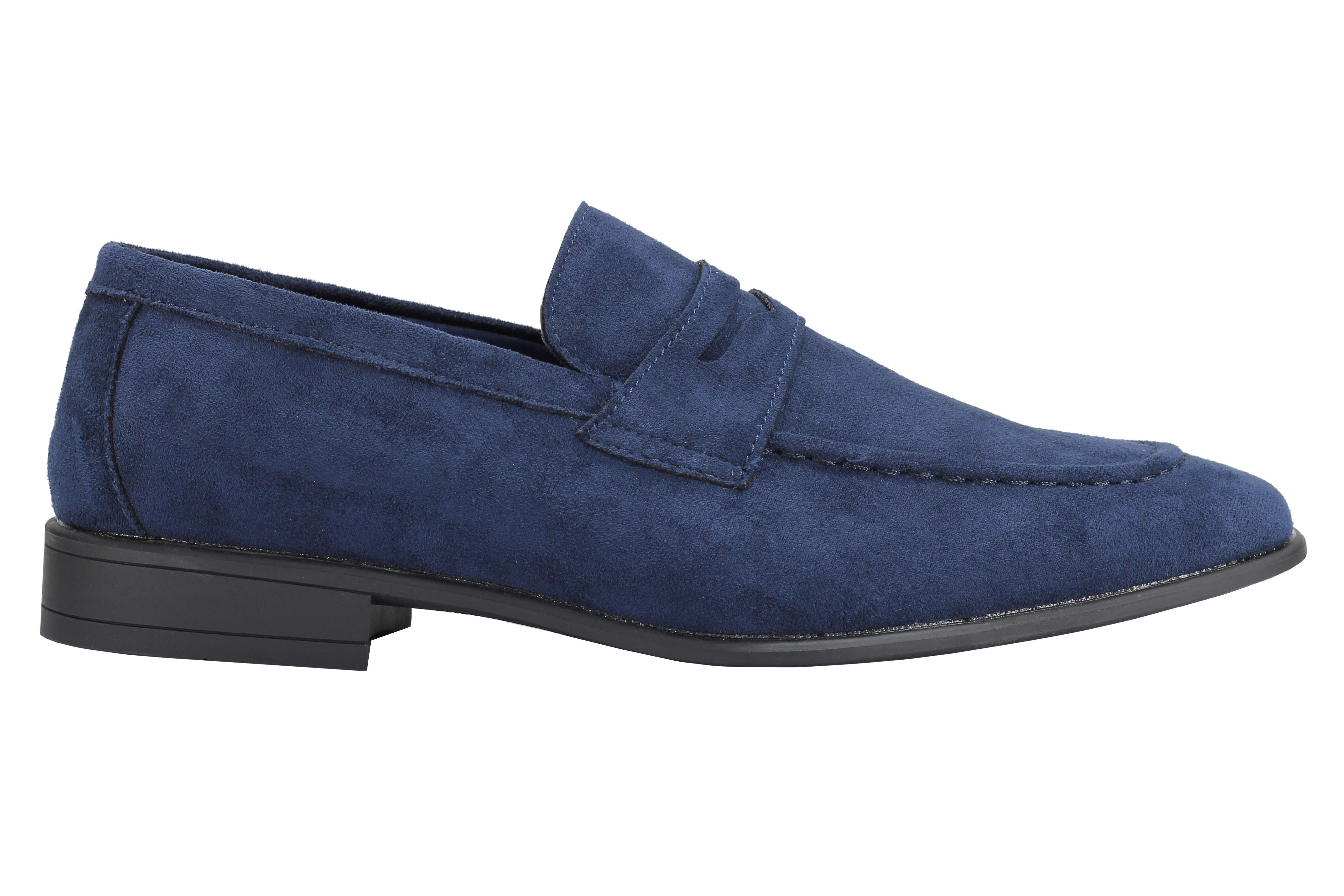 Men's Suede Penny Loafers Classic Slip on Loafer Shoes in Black Blue Tan