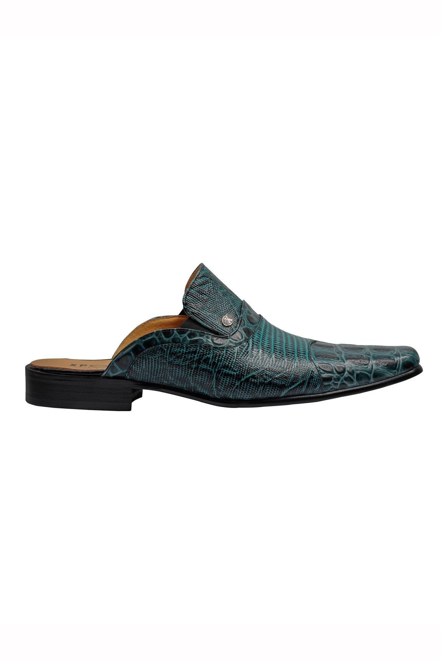 REAL LEATHER GREEN PRINTED HALF SHOE