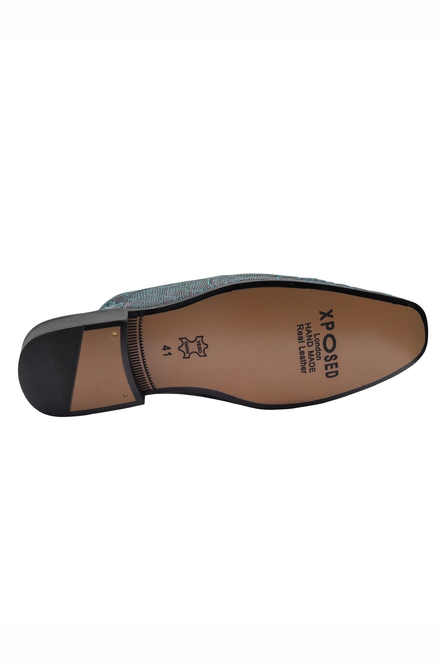 REAL LEATHER GREEN PRINTED HALF SHOE