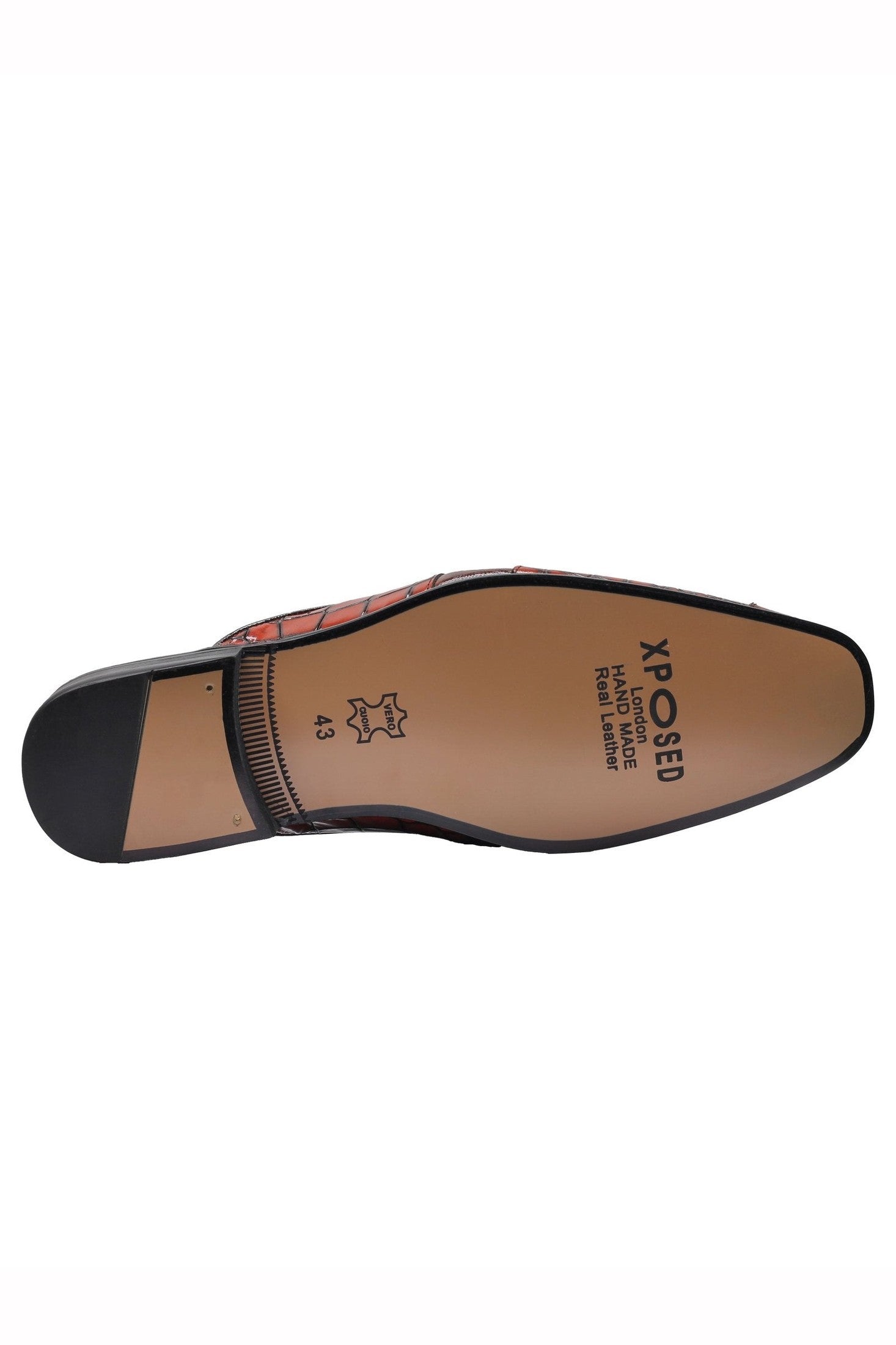 REAL LEATHER BROWN PRINTED HALF SHOES