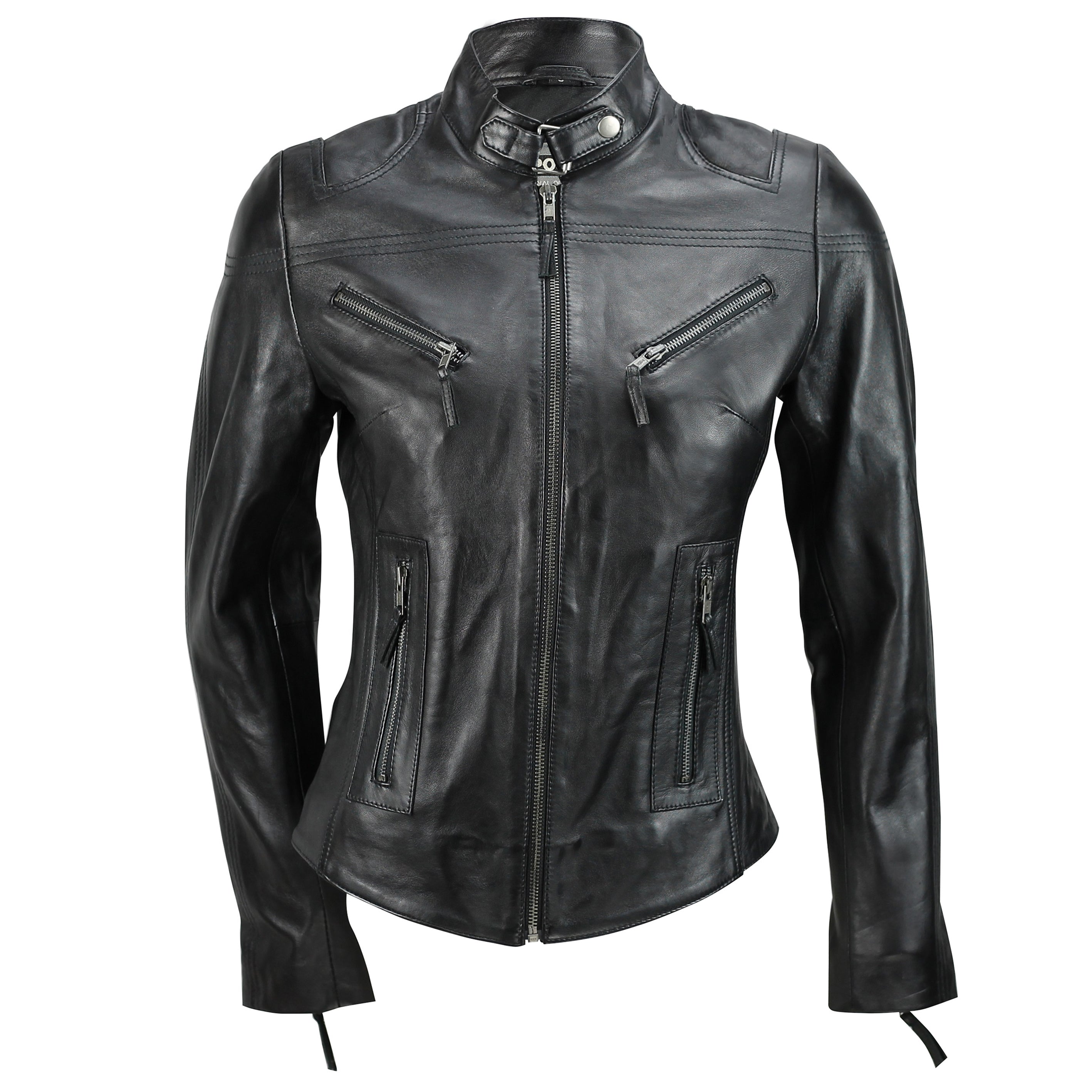 Retro Leather Biker Jacket Black