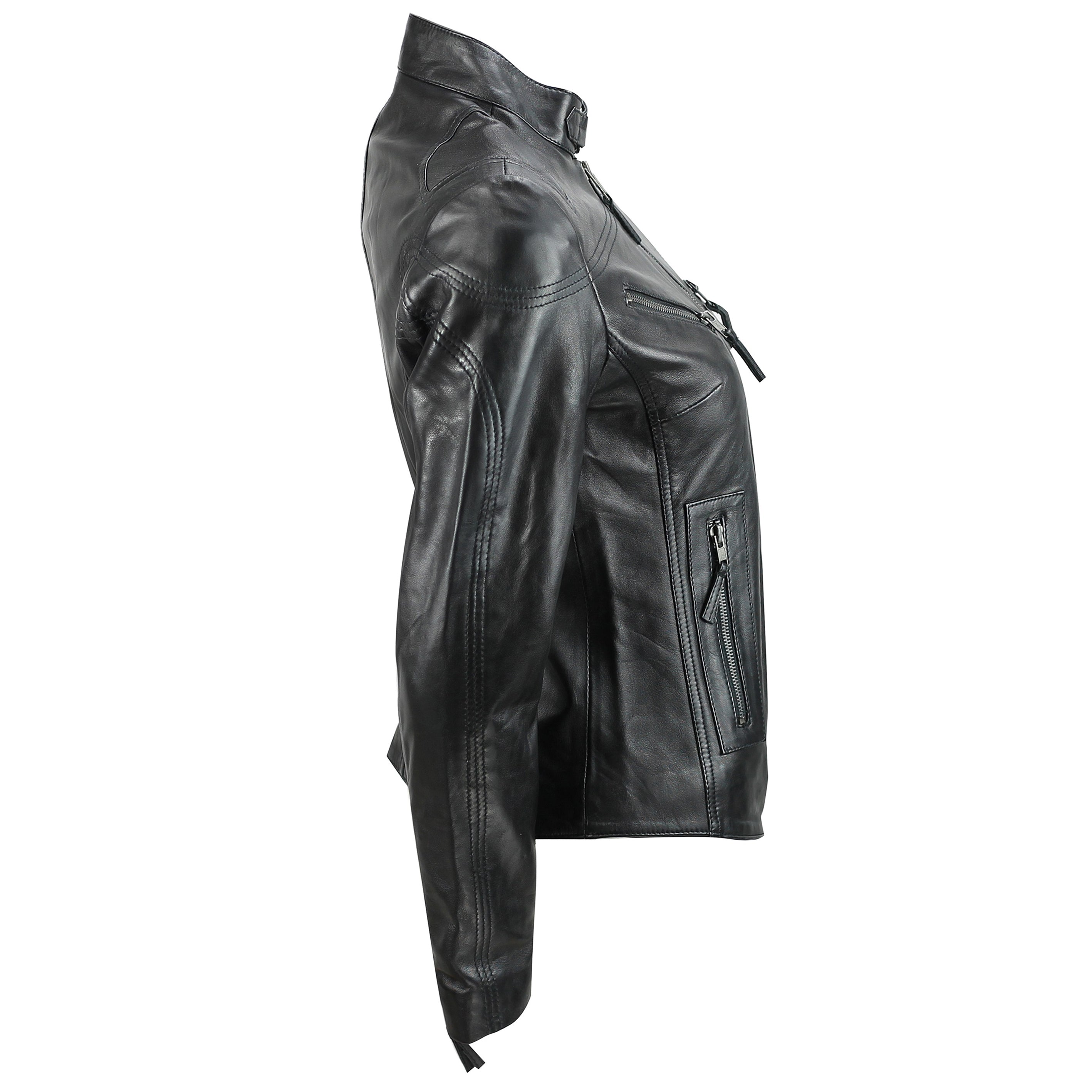 Retro Leather Biker Jacket Black