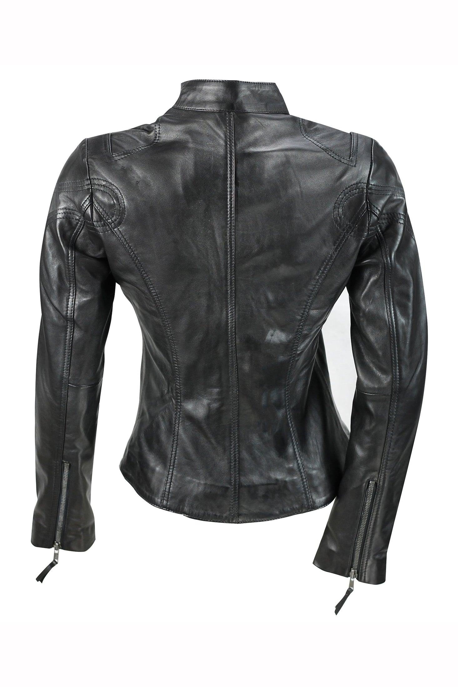 Retro Leather Biker Jacket Black