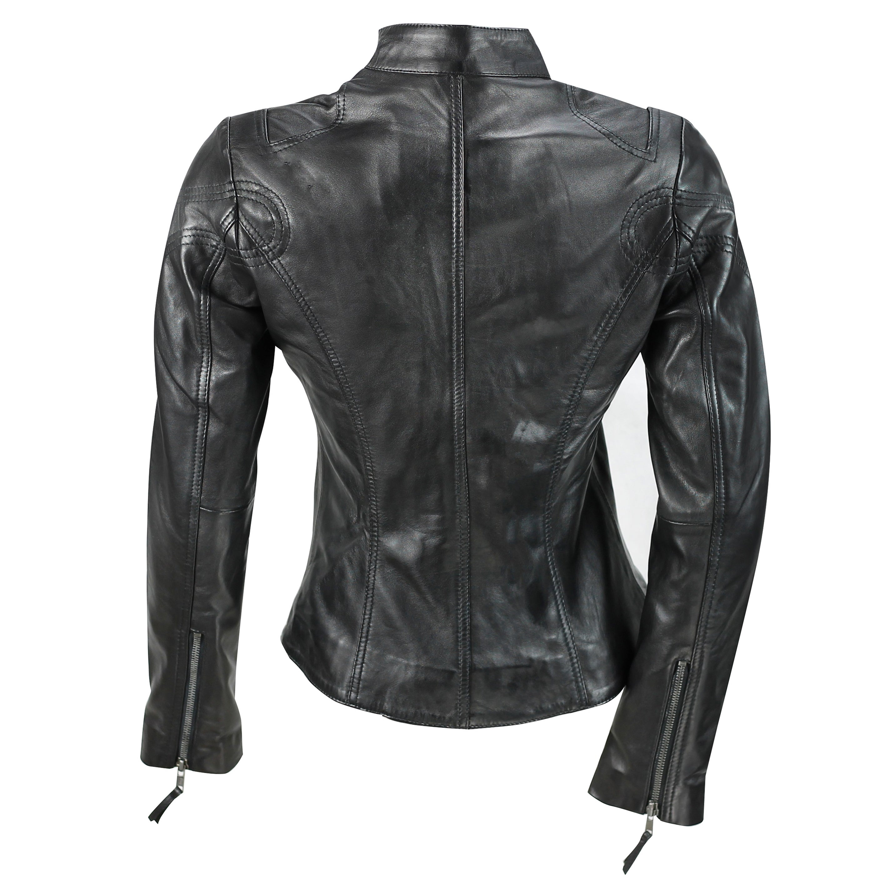 Retro Leather Biker Jacket Black