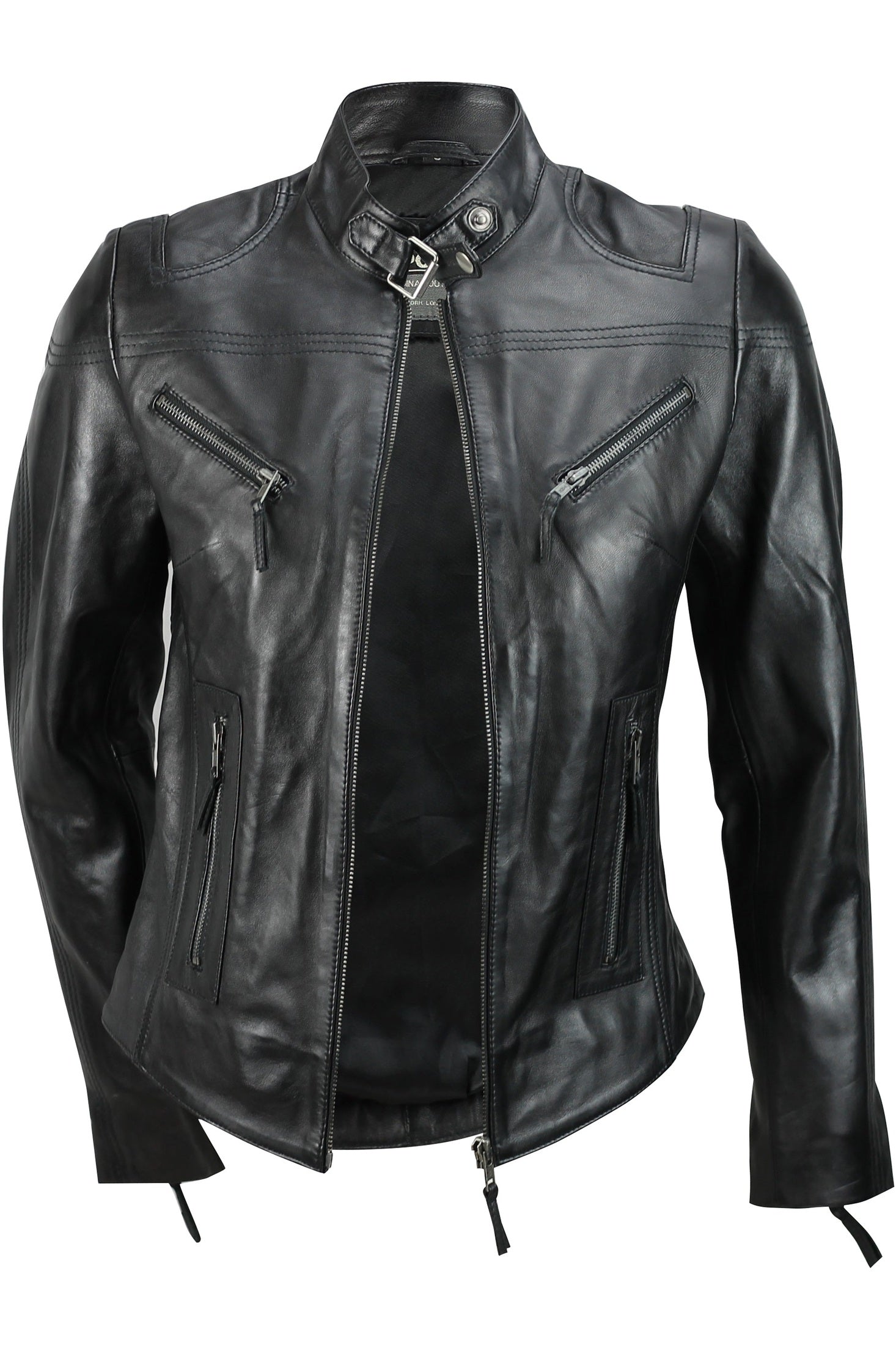Retro Leather Biker Jacket Black
