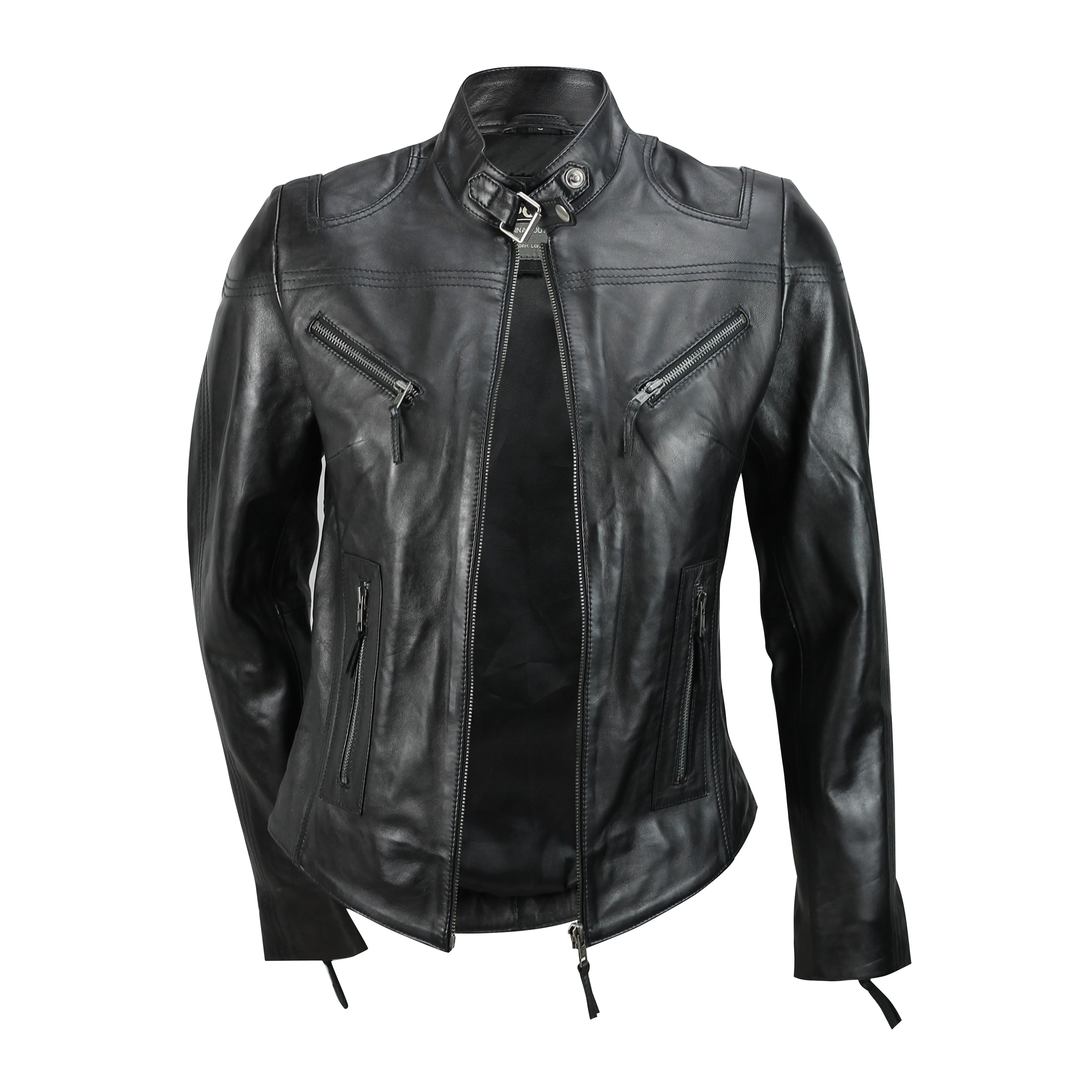 Retro Leather Biker Jacket Black