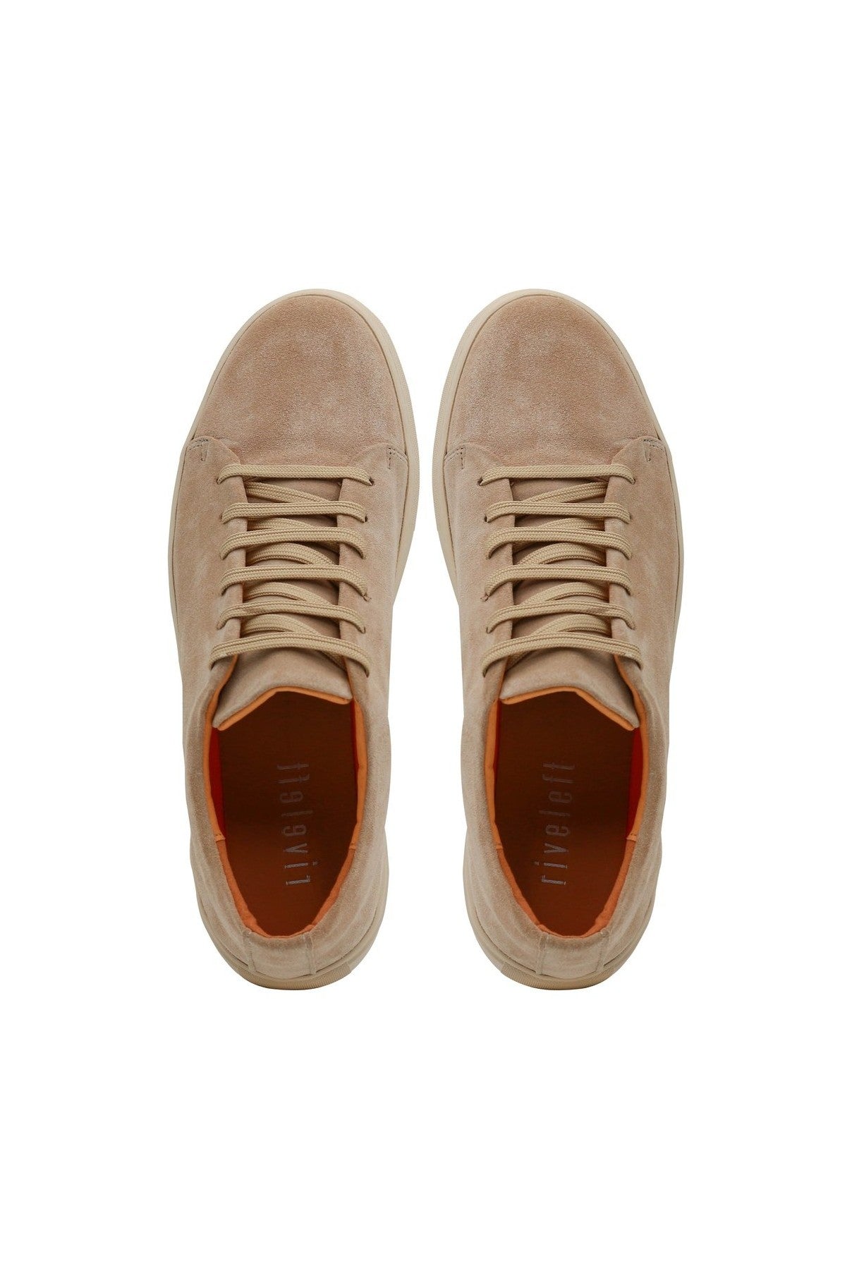 SUEDE LEATHER LACE UP SNEAKERS IN BEIGE